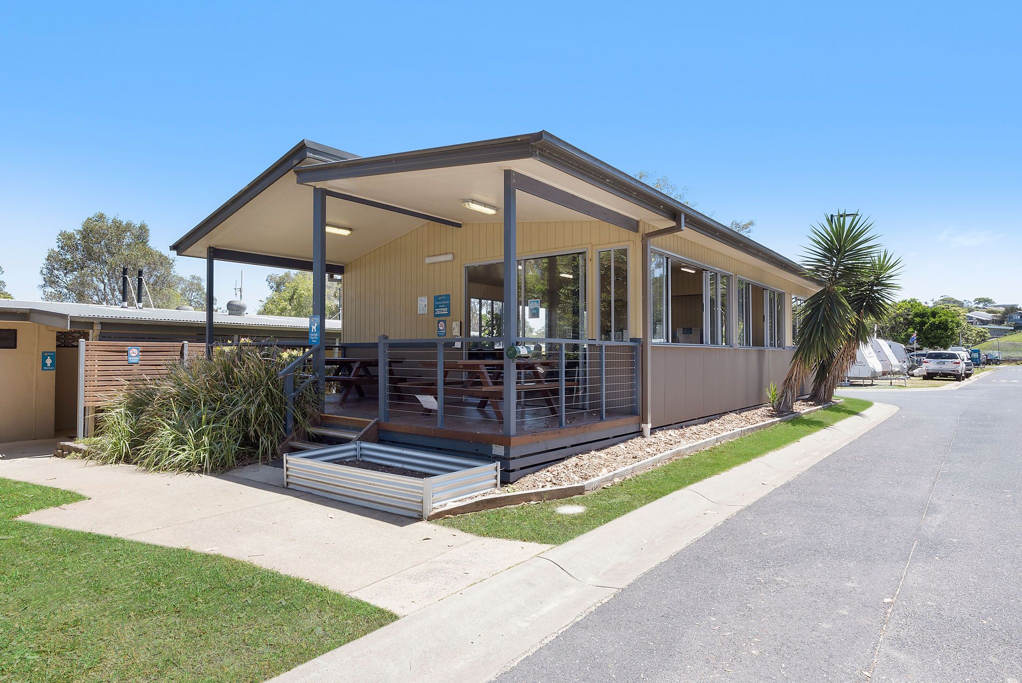 Entrance to the camp kitchen at Reflections Scotts Head