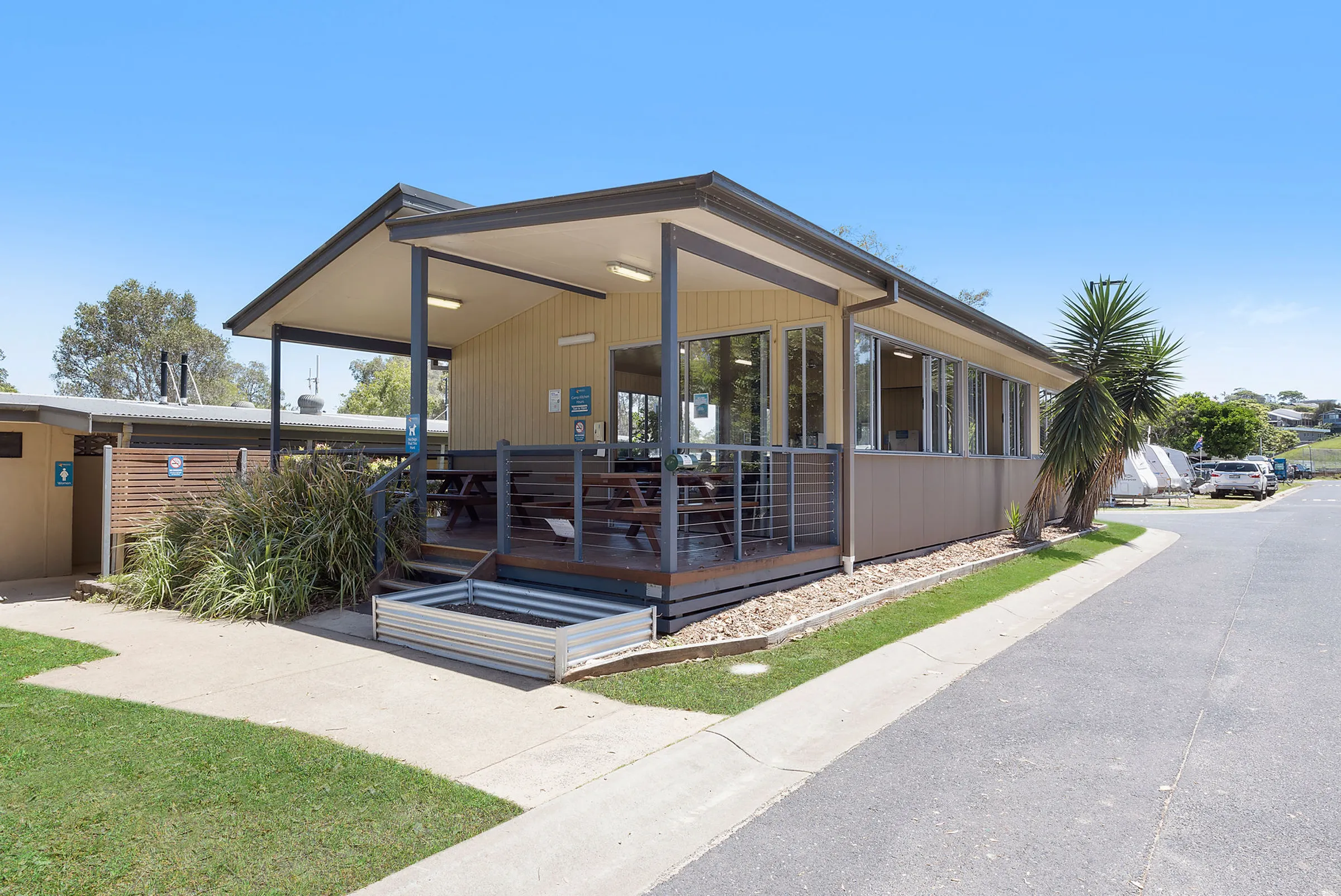 Entrance to the camp kitchen at Reflections Scotts Head