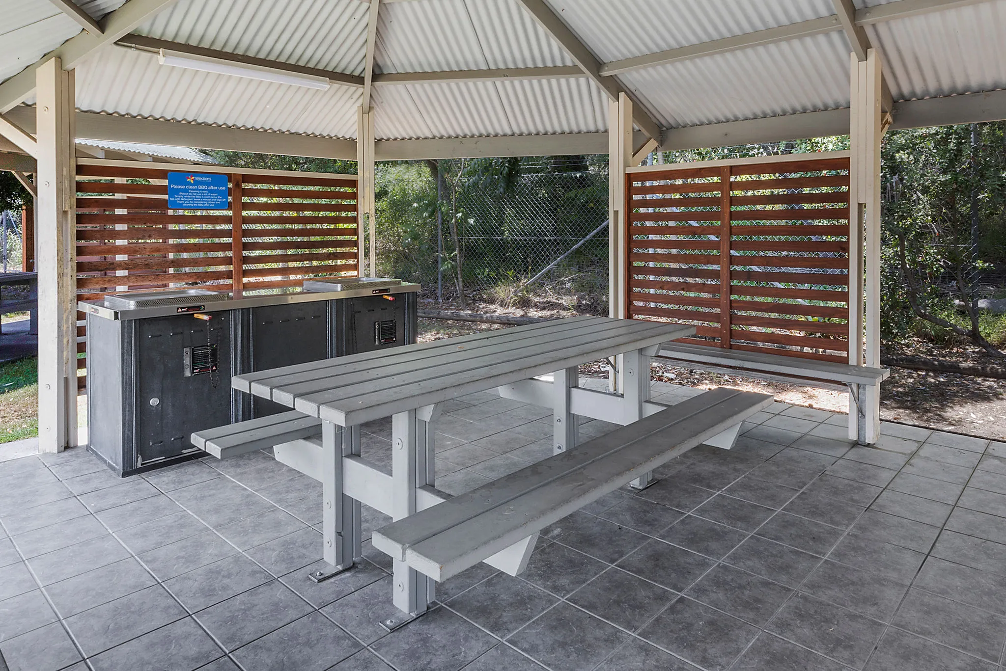 Tuncurry caravan park undercover BBQ area seating