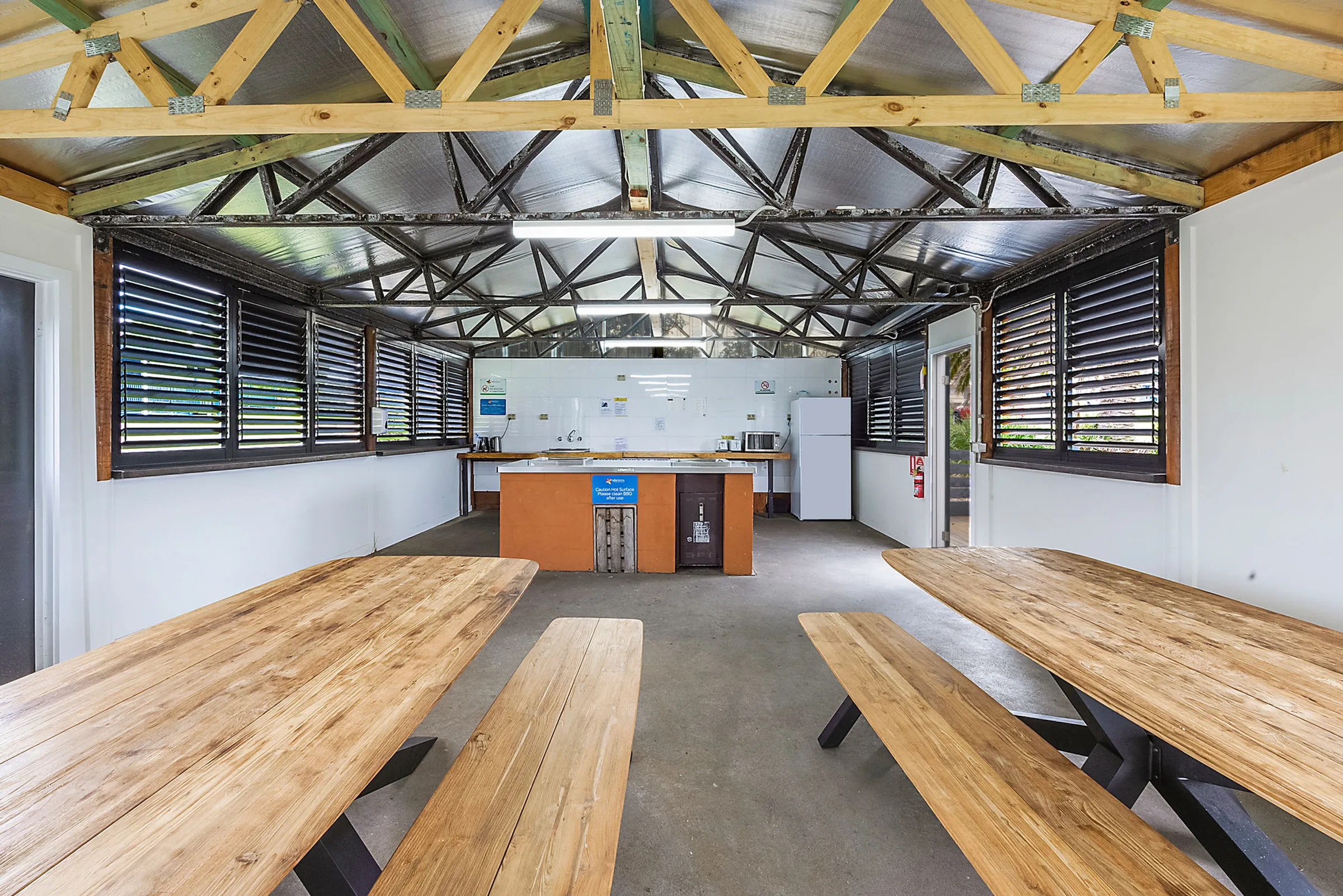 Reflections Bermagui camp kitchen - tables