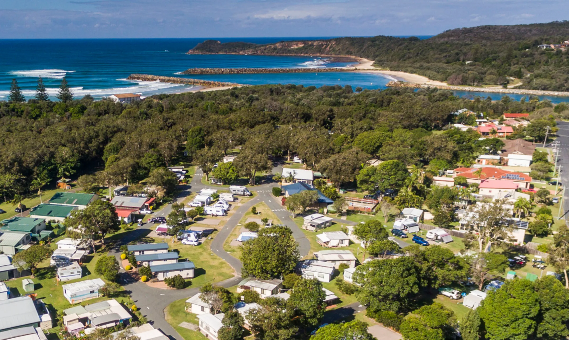 Reflections North-Haven holiday and caravan park wild life drone shot