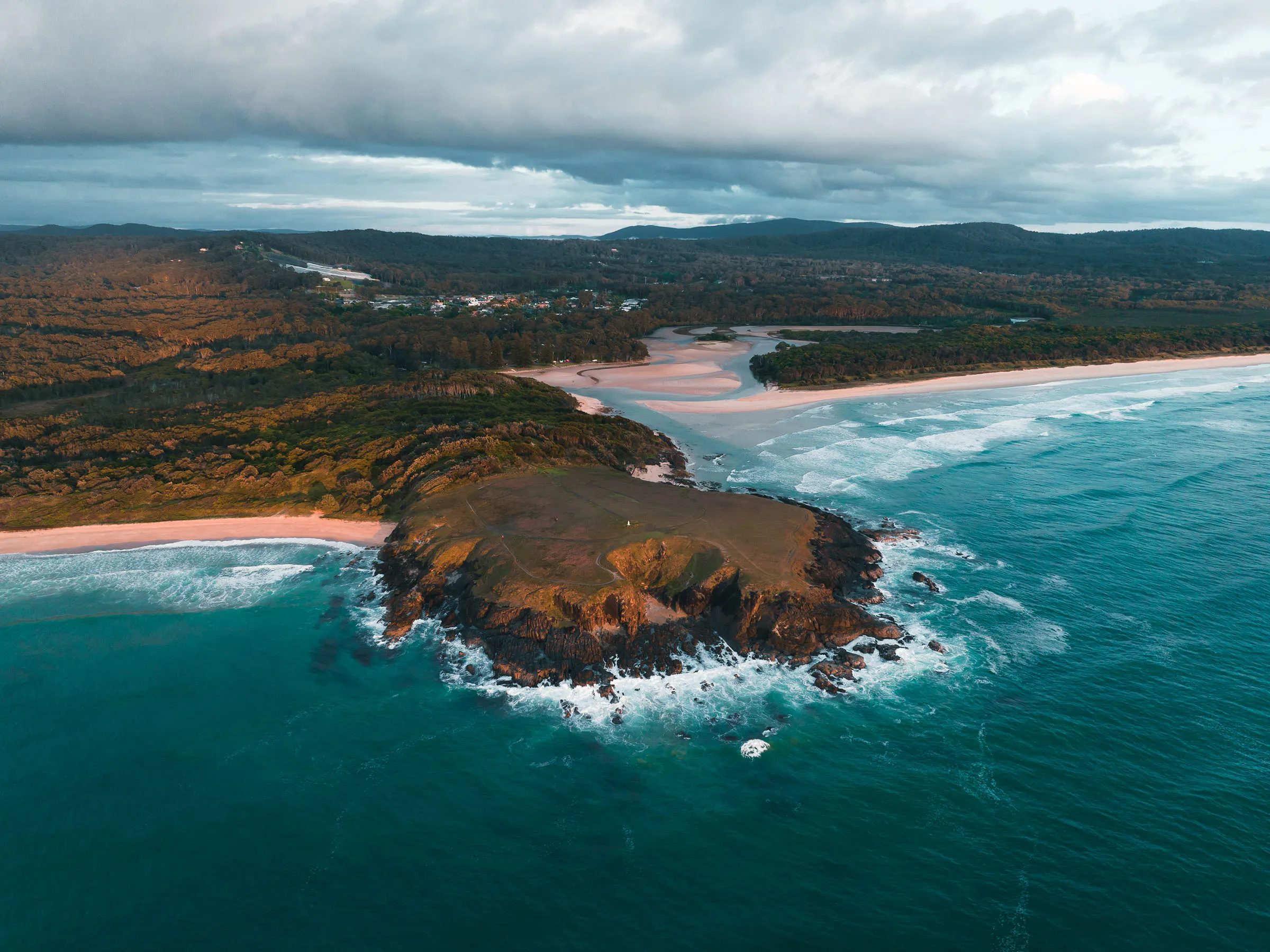 Reflections Moonee Beach holiday & caravan park areial drone shot of Jimmy Beach ocean lookout