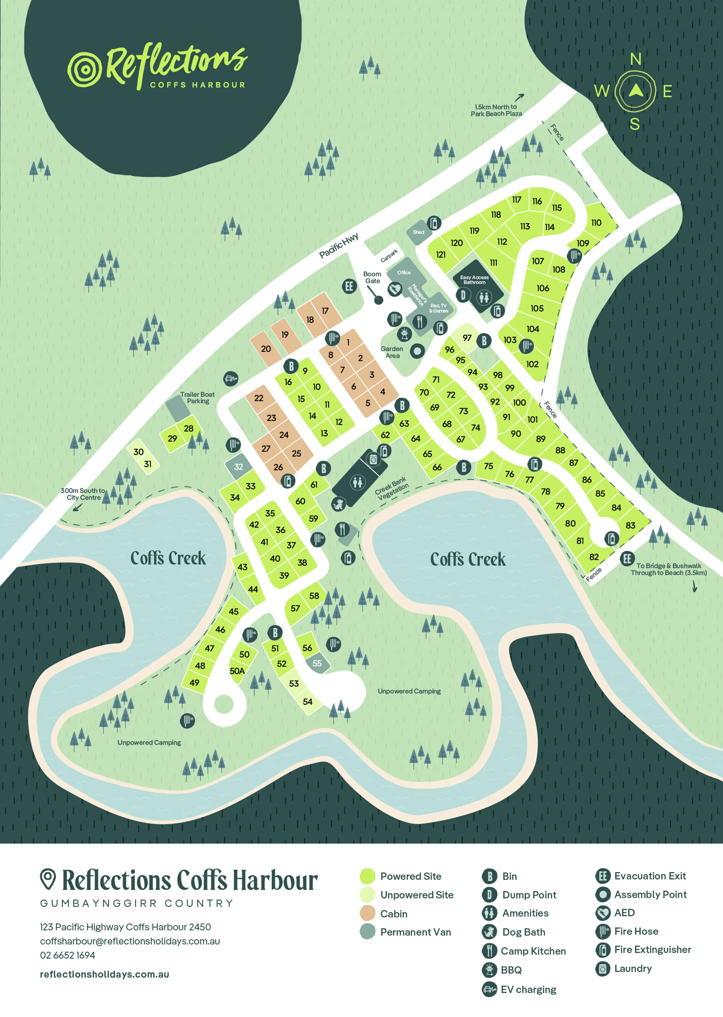 Reflections Coffs Harbour Park map