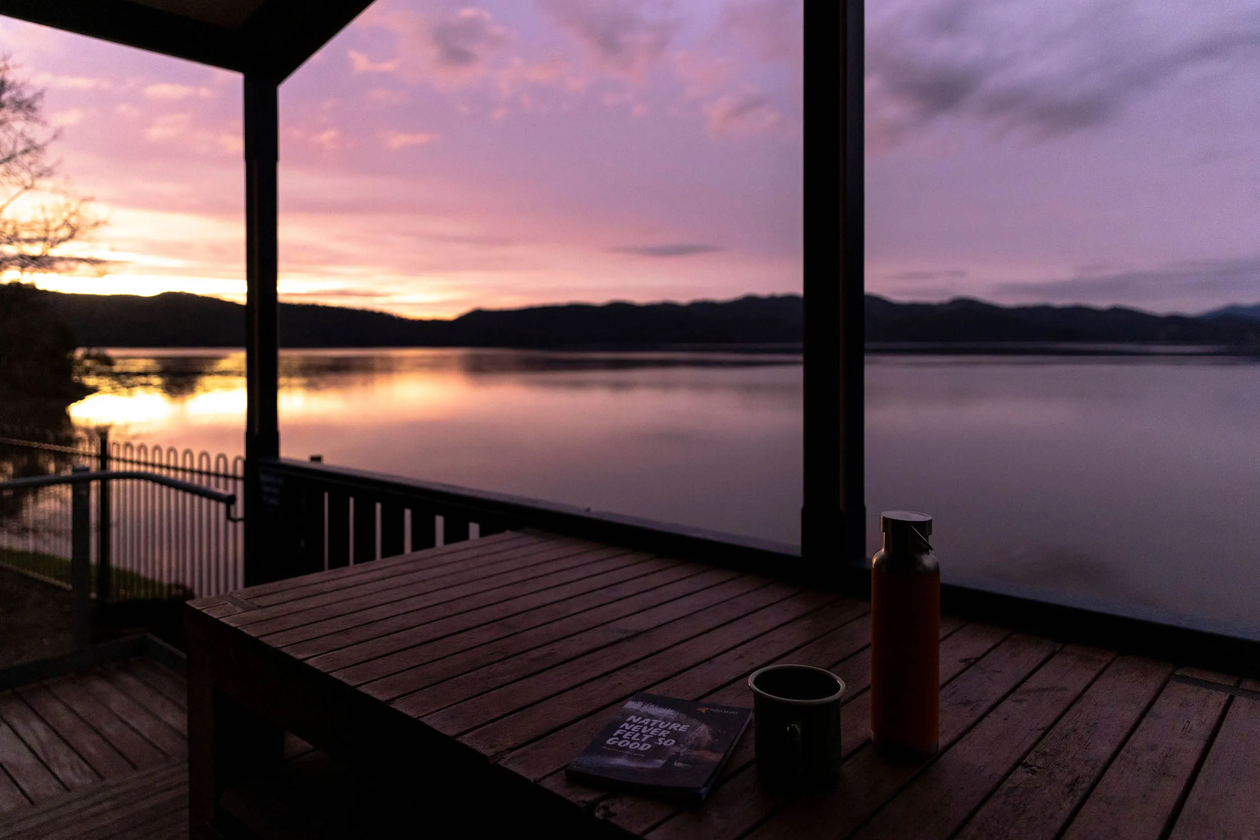 Burrinjuck cabin at sunset