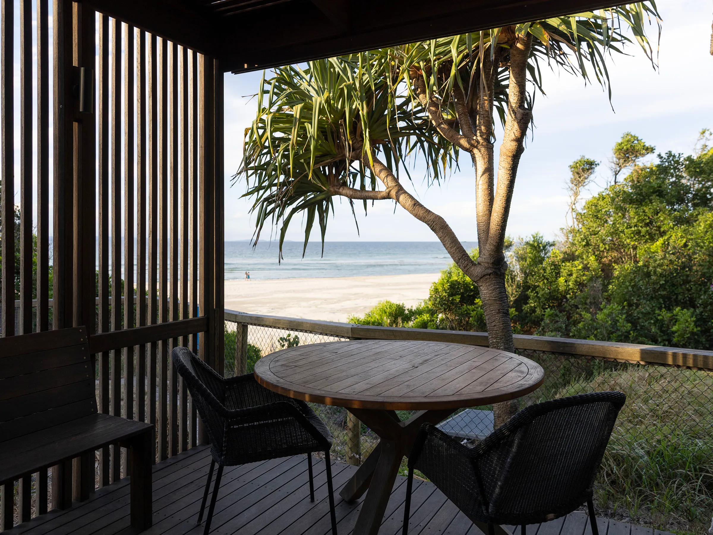 Reflections Holidays Byron Bay balcony of cabin looking over Clarkes Beach