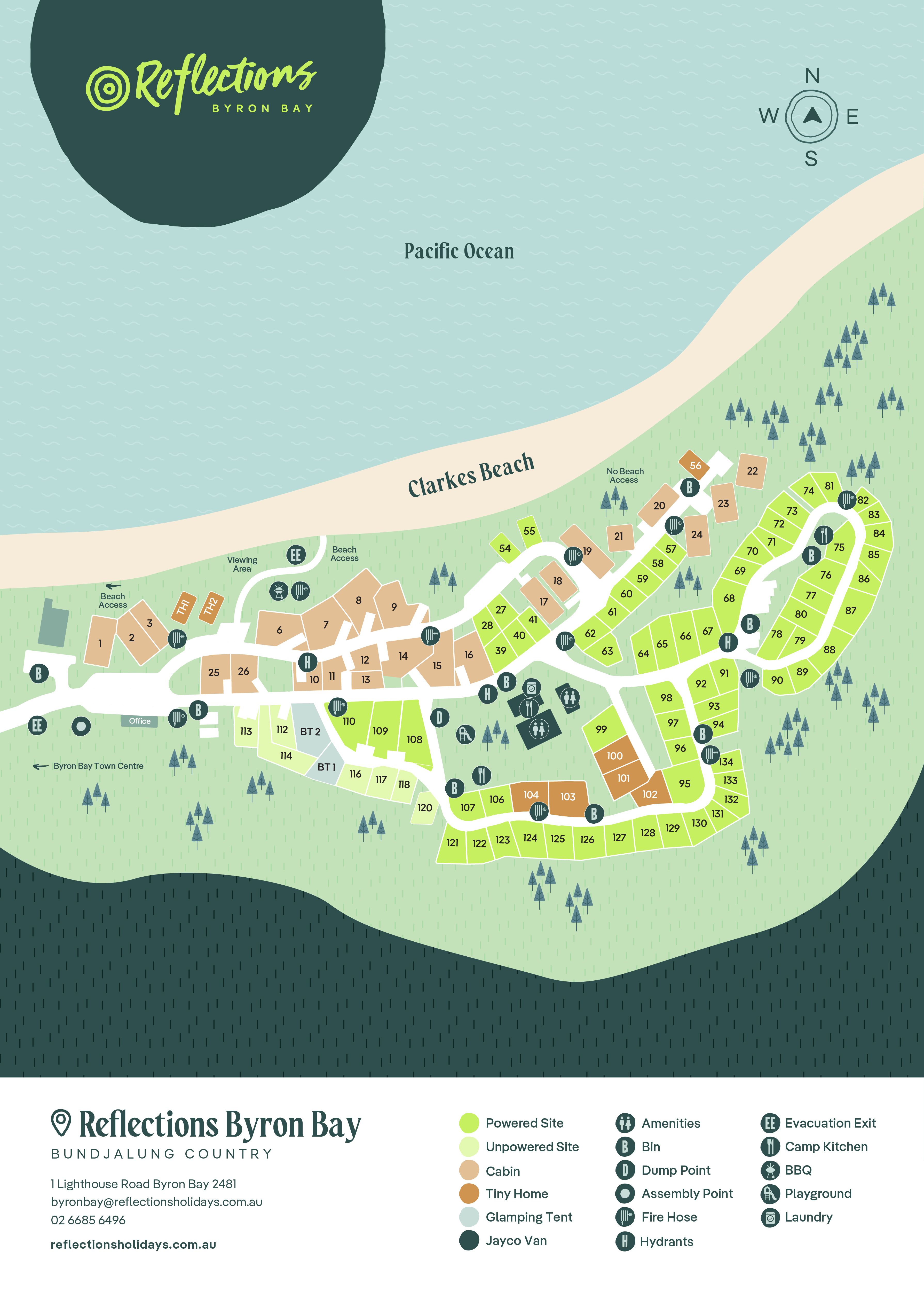Reflections Byron Bay Park Map