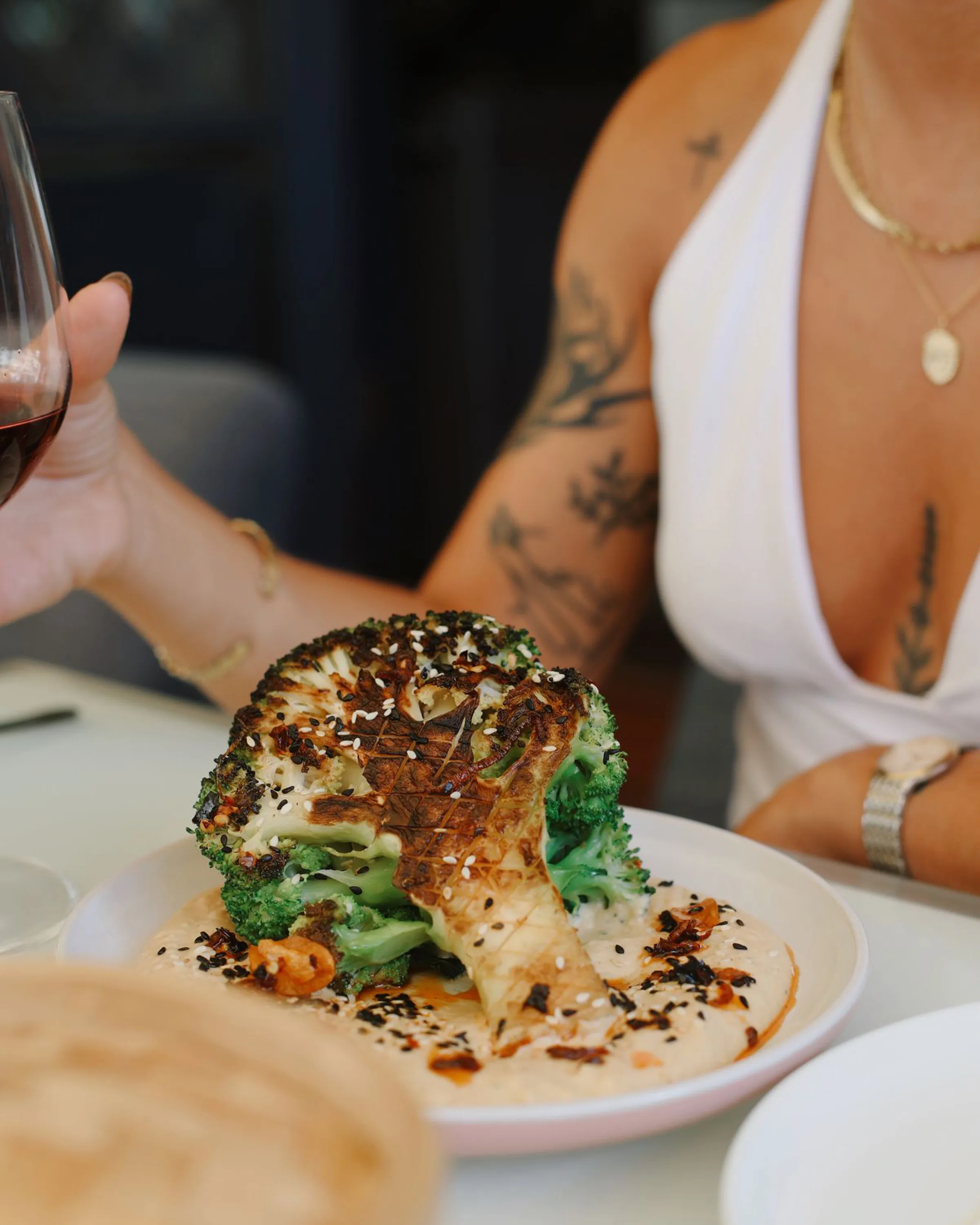 Charred broccoli at No Bones Byron Bay