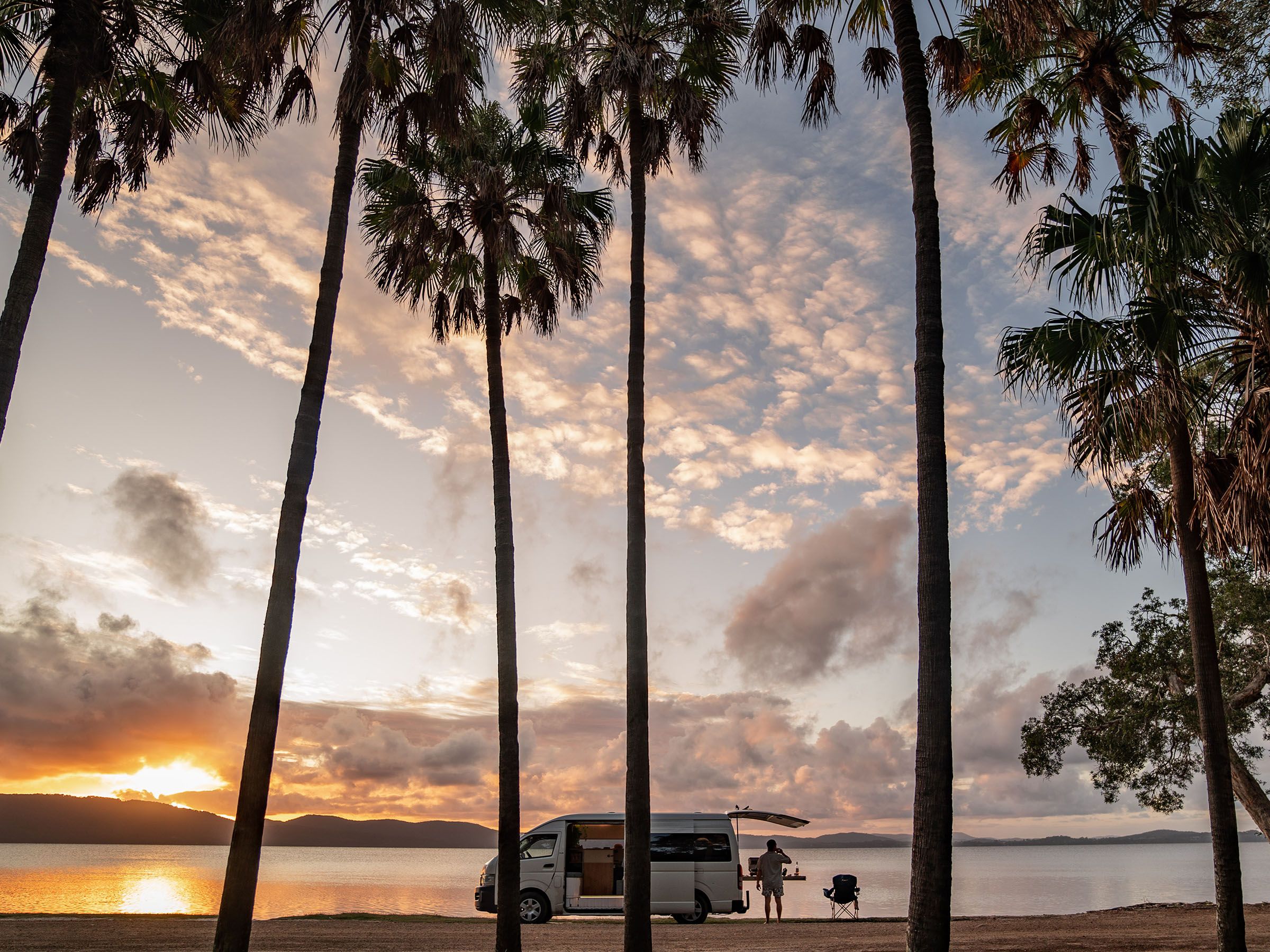 Reflections Holidays Forster Beach holiday & caravan park vanlife on Pebbly Beach