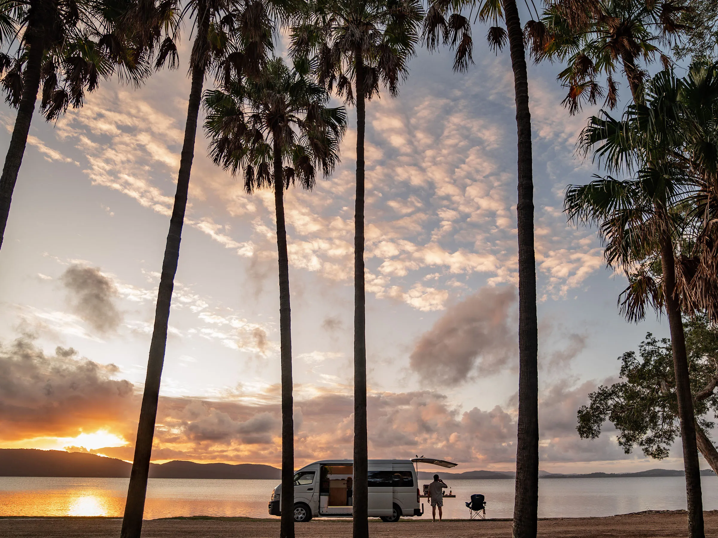 Reflections Holidays Forster Beach holiday & caravan park vanlife on Pebbly Beach