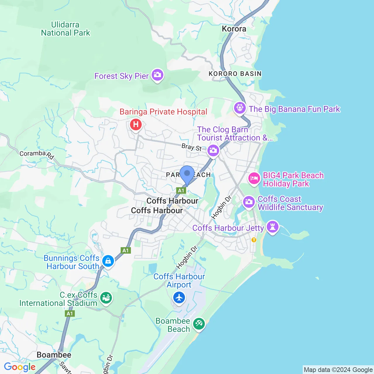 Coffs Harbour Google Map Image