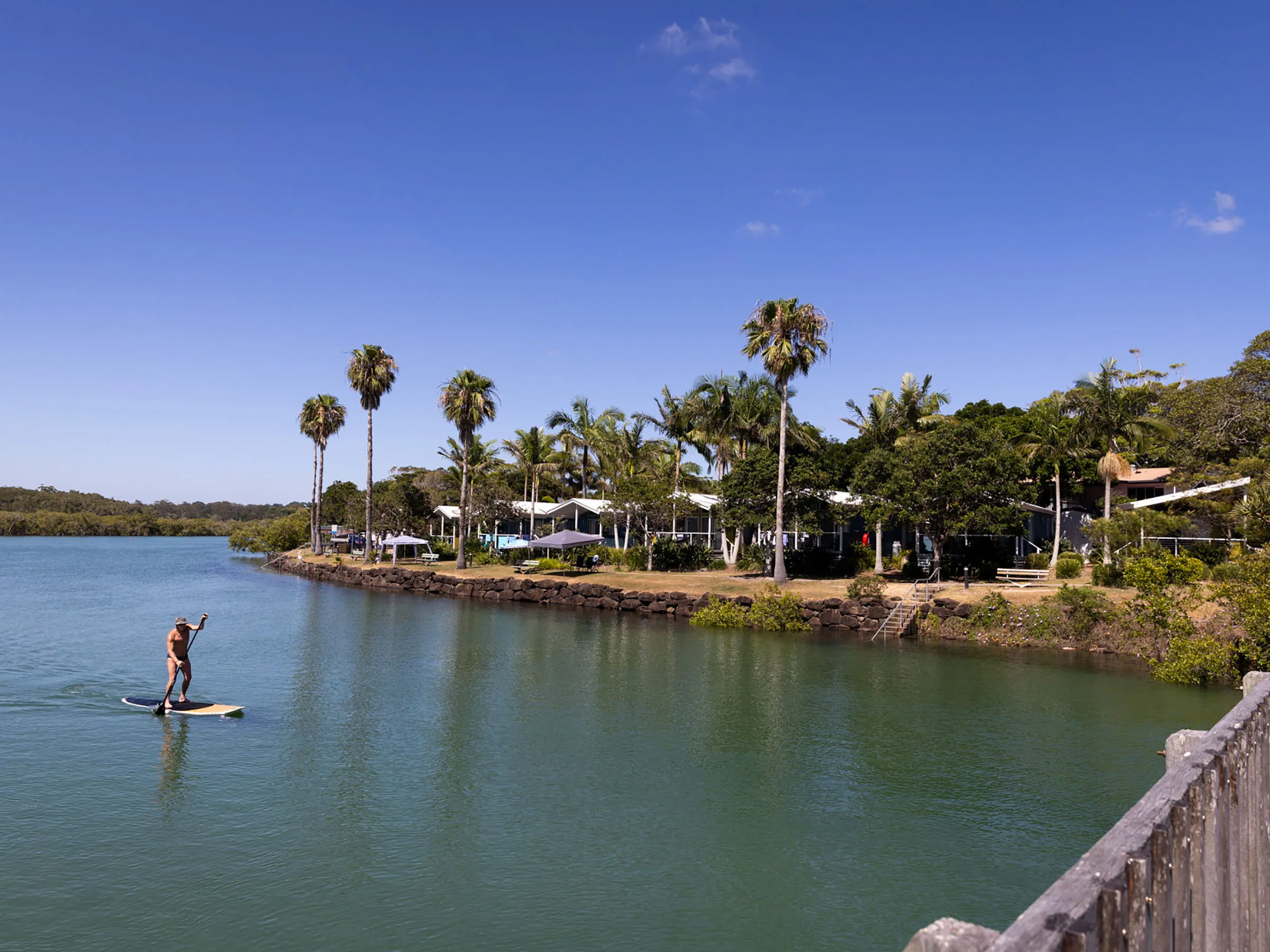 Stand-up paddleboarding at Brunswick Heads