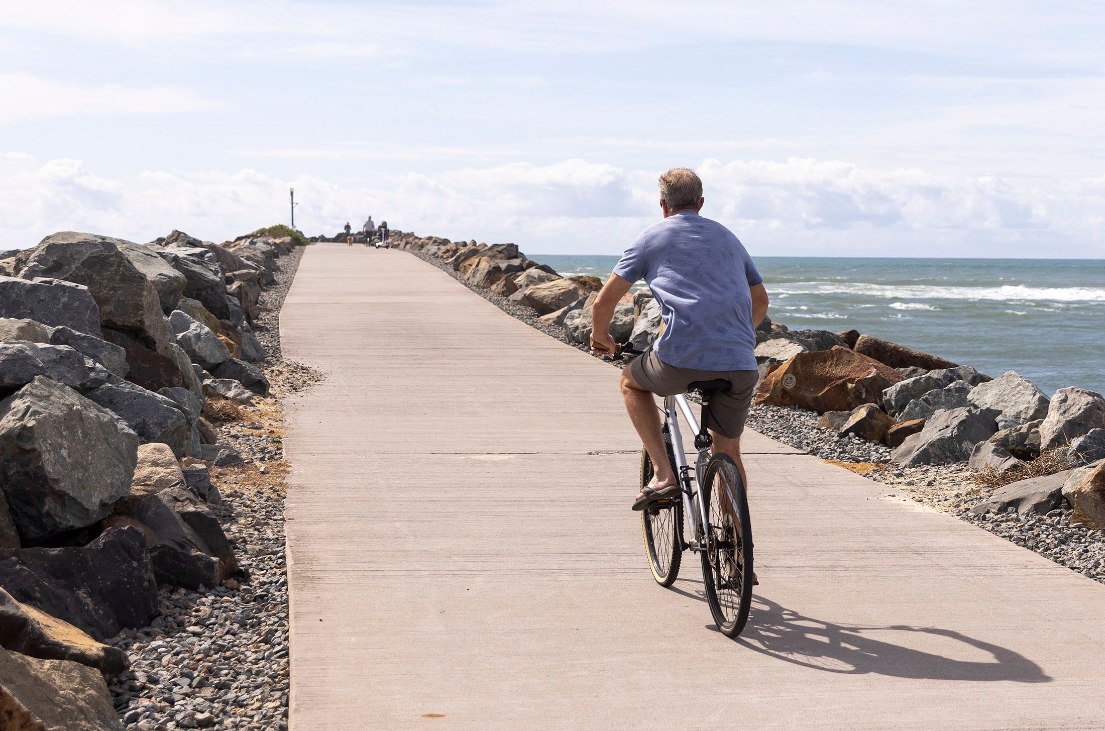 Cycling at the breakwall at North Haven