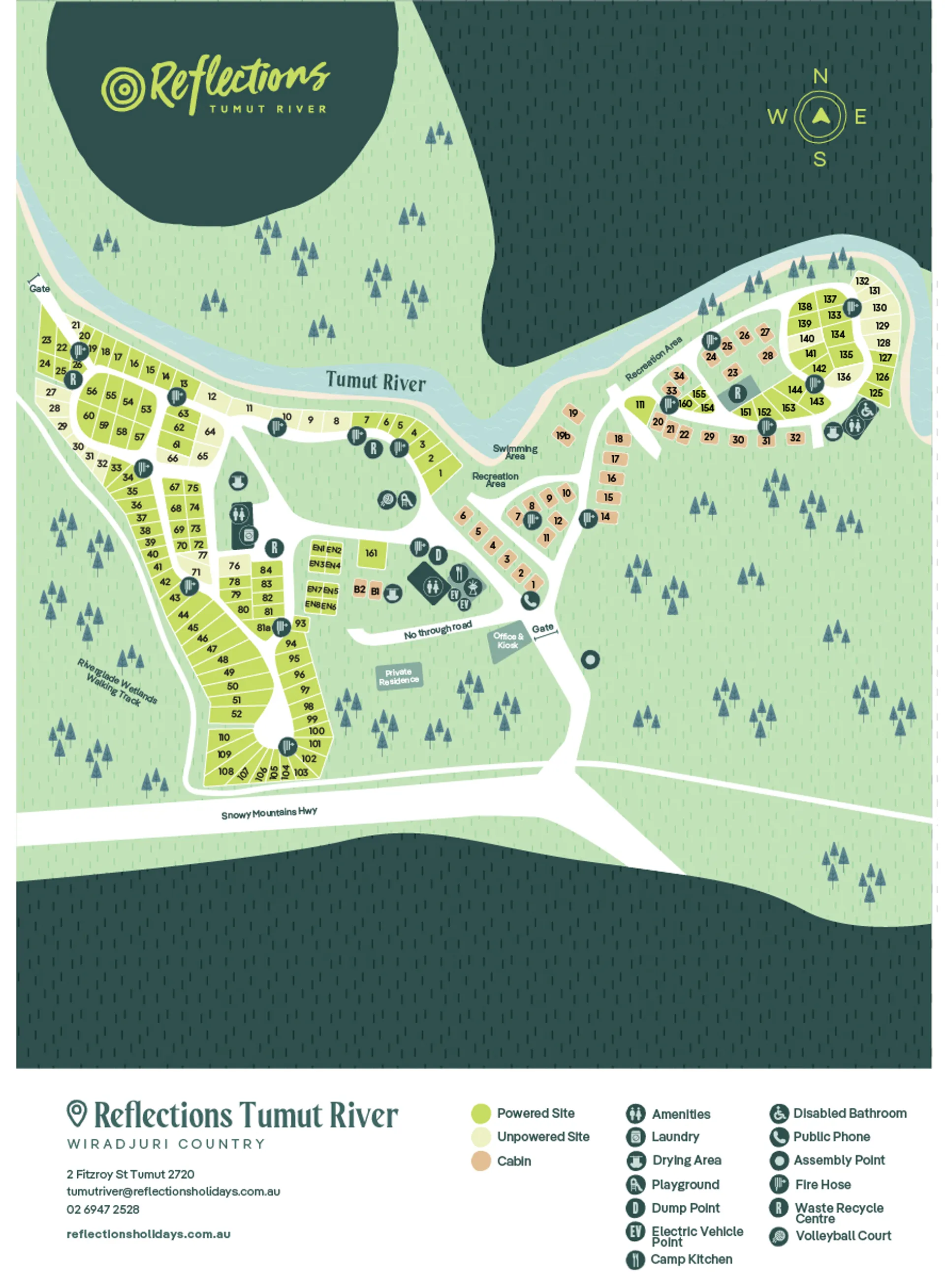 Reflections Tumut River - park map