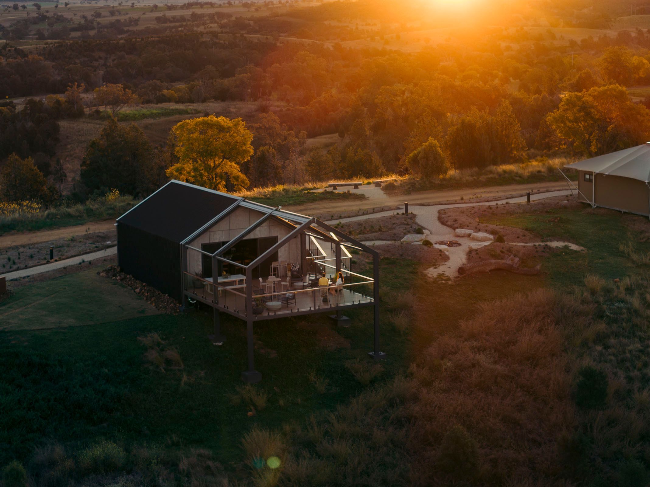 Aerial view looking back on the Gilay Lounge