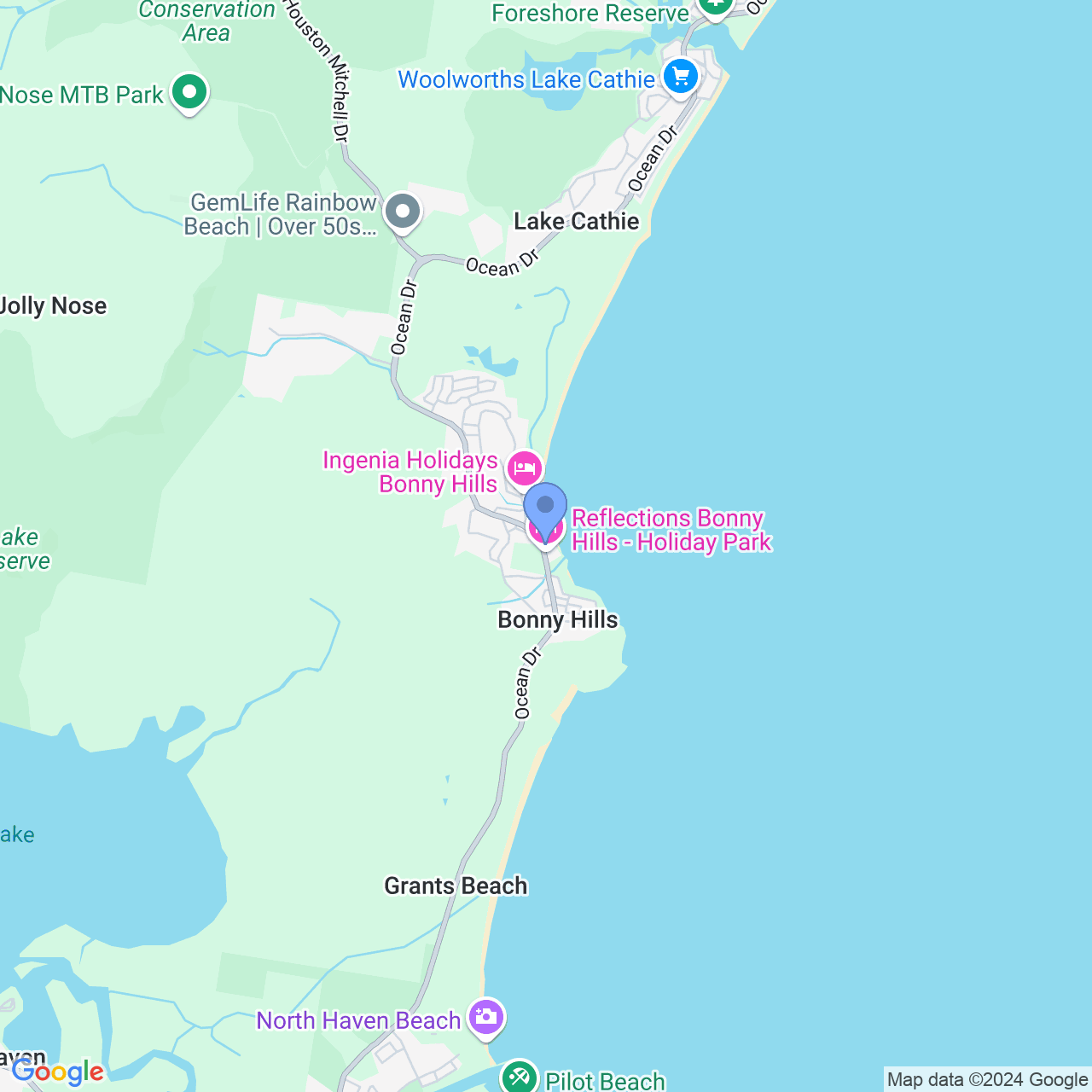 Bonny Hills Google Map Image