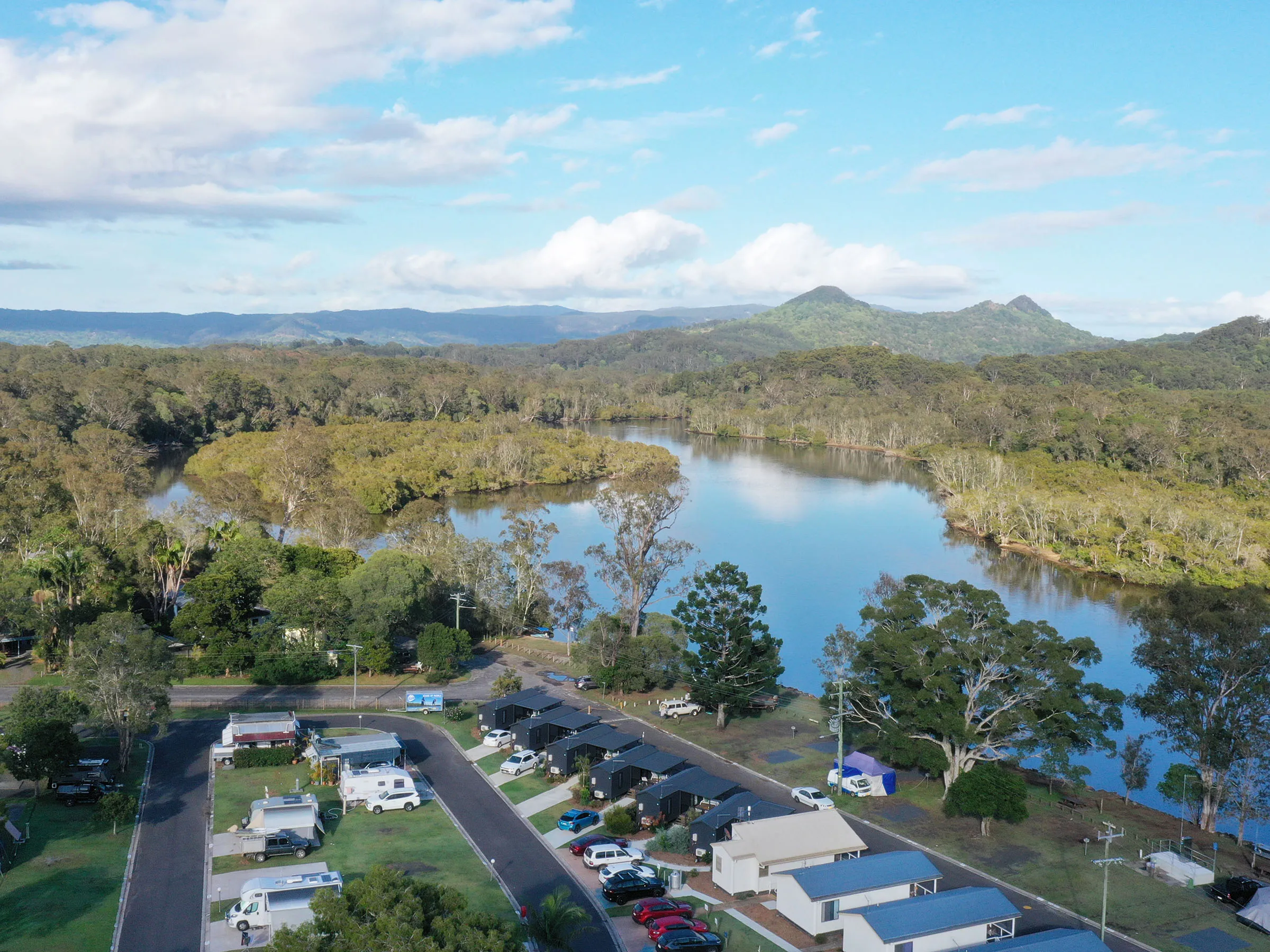 Reflections Ferry Reserve - aerial river view