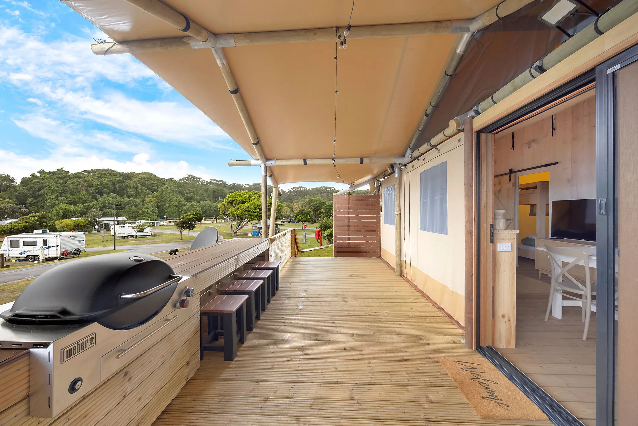 Seal Rocks glamping verandah