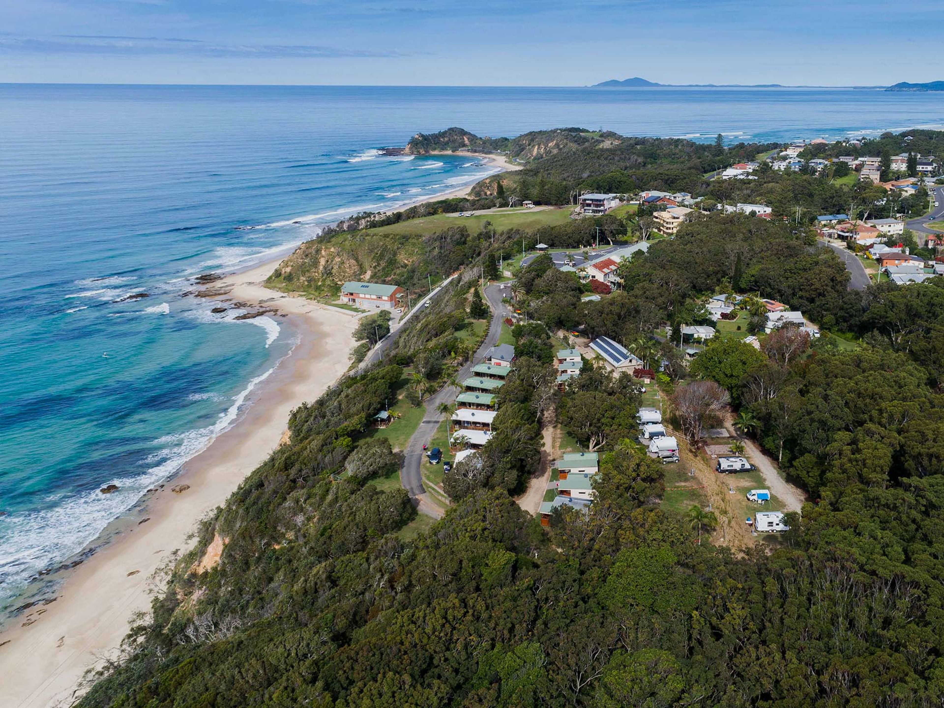 Nambucca Heads aerial view of the park and coastline