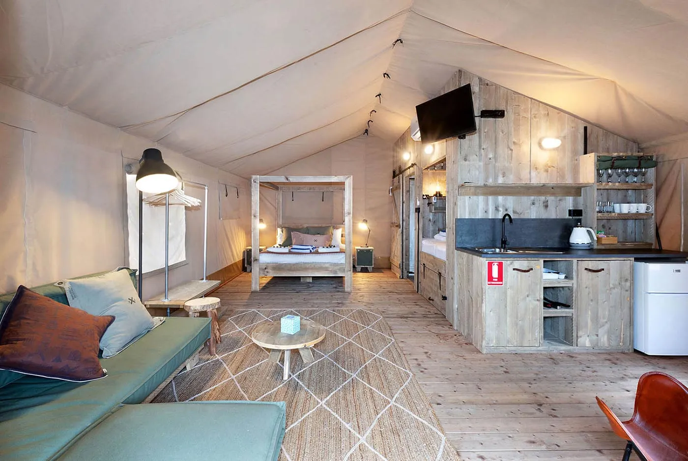 Lennox Head glamping tent interior