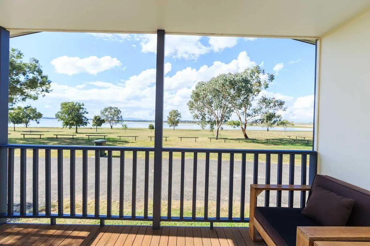 Lake Keepit cabin - verandah looking out onto Lake Keepit