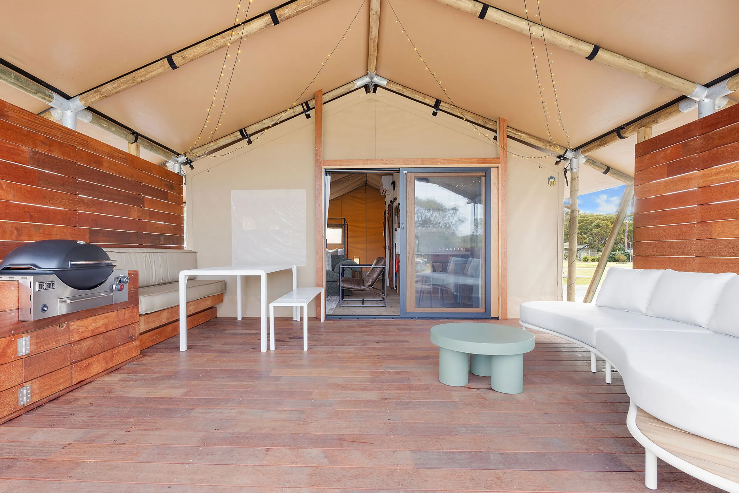 Hawks Nest glamping tents verandah