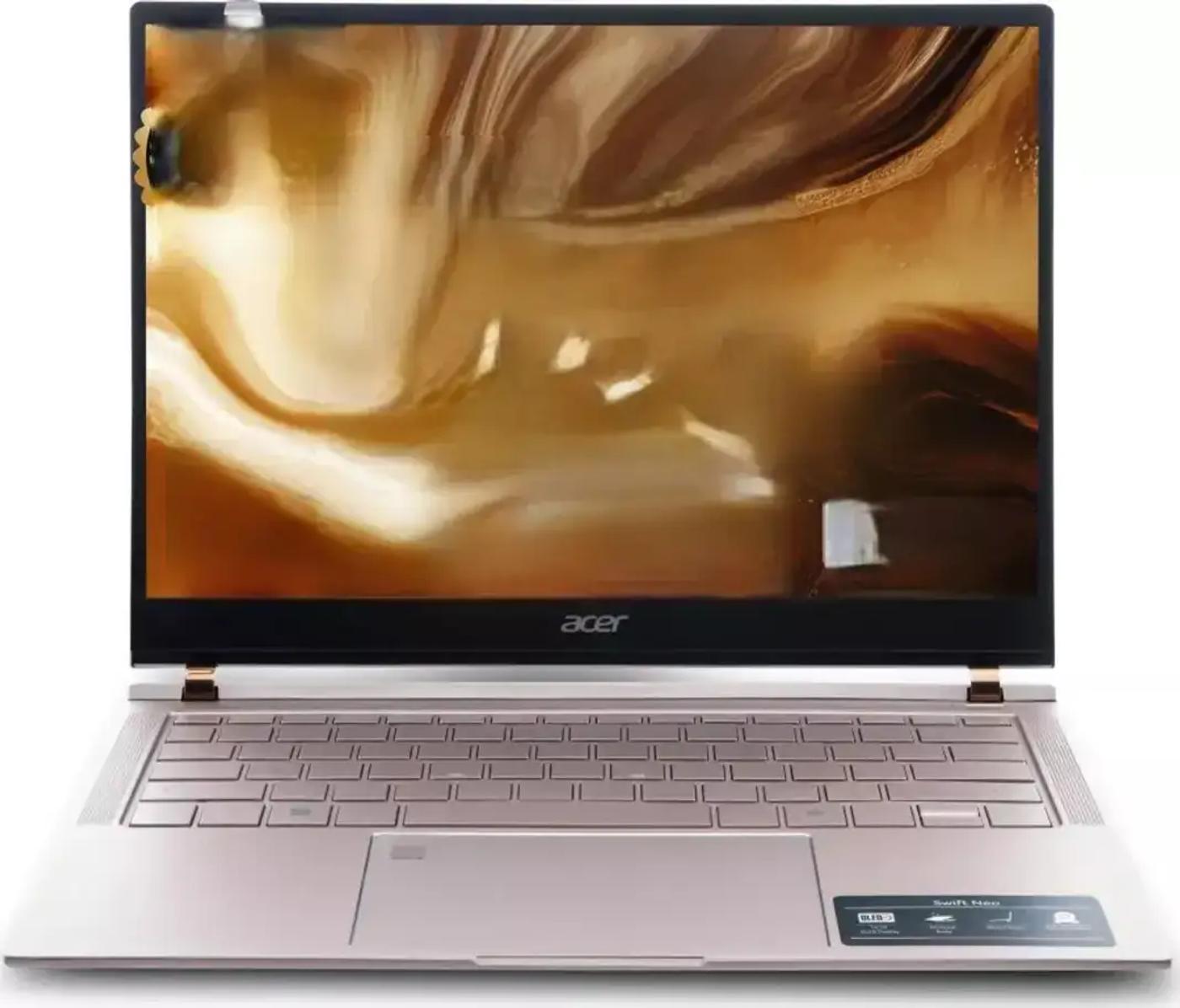 Acer Swift Neo 14 laptop open from the front, showing the 14-inch display, keyboard, and touchpad