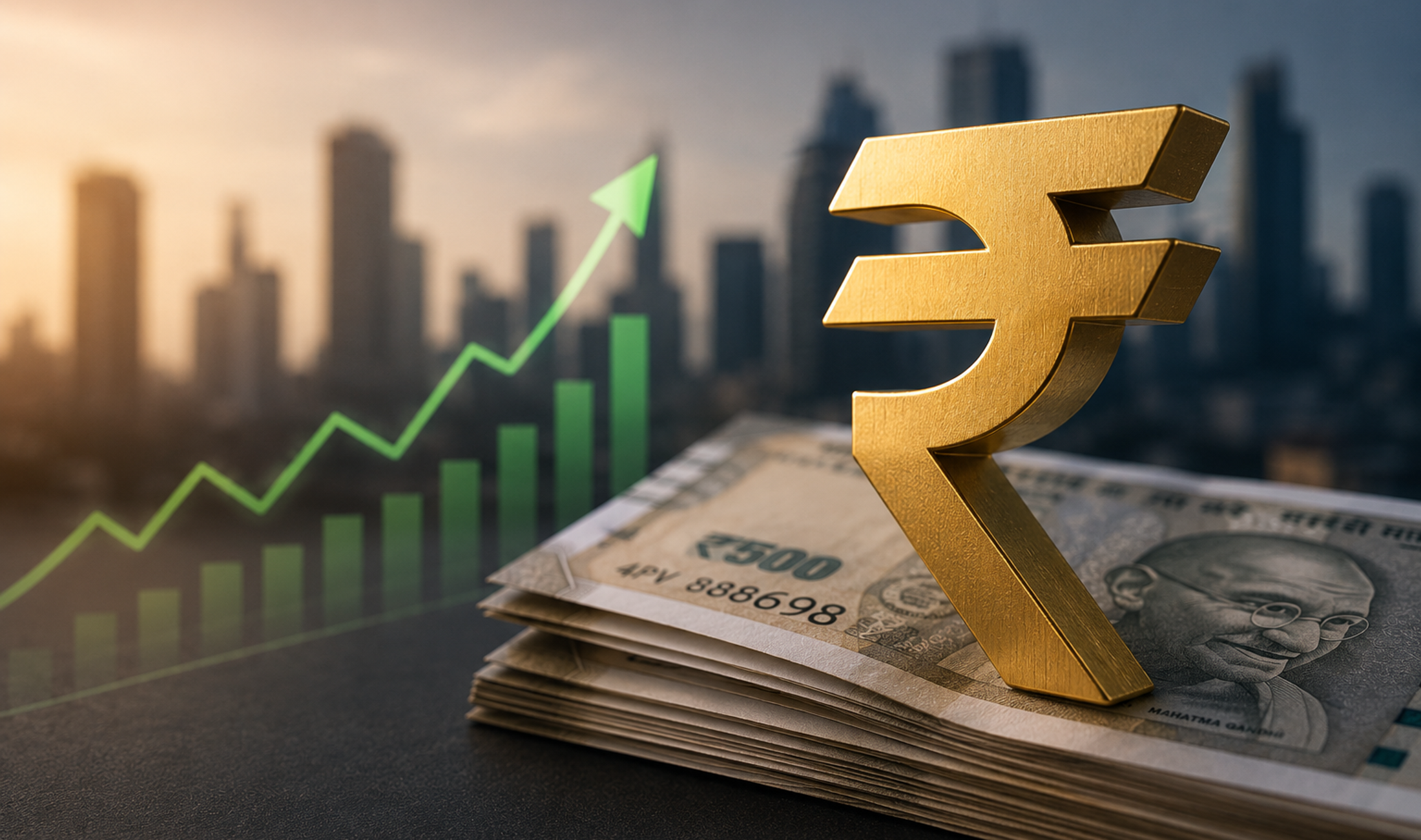 Indian rupee banknotes representing the rupee's September 2026 rally against the US dollar