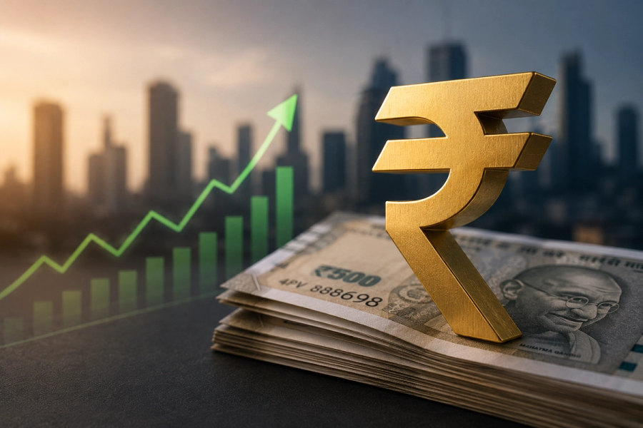 Indian rupee banknotes representing the rupee's September 2026 rally against the US dollar