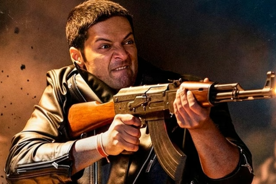 Pankaj Tripathi, Ali Fazal and Divyenndu in Mirzapur: The Movie promotional artwork