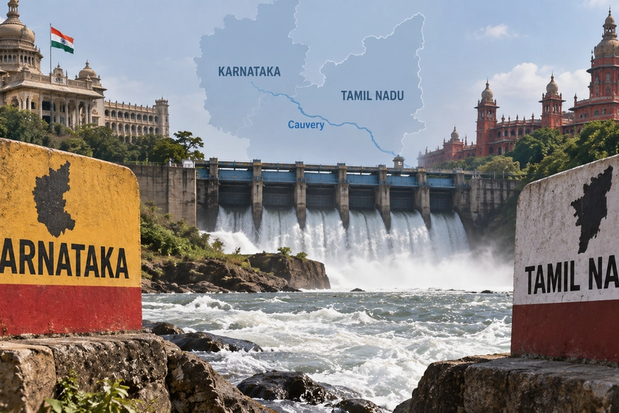 Cauvery water dispute between Karnataka and Tamil Nadu