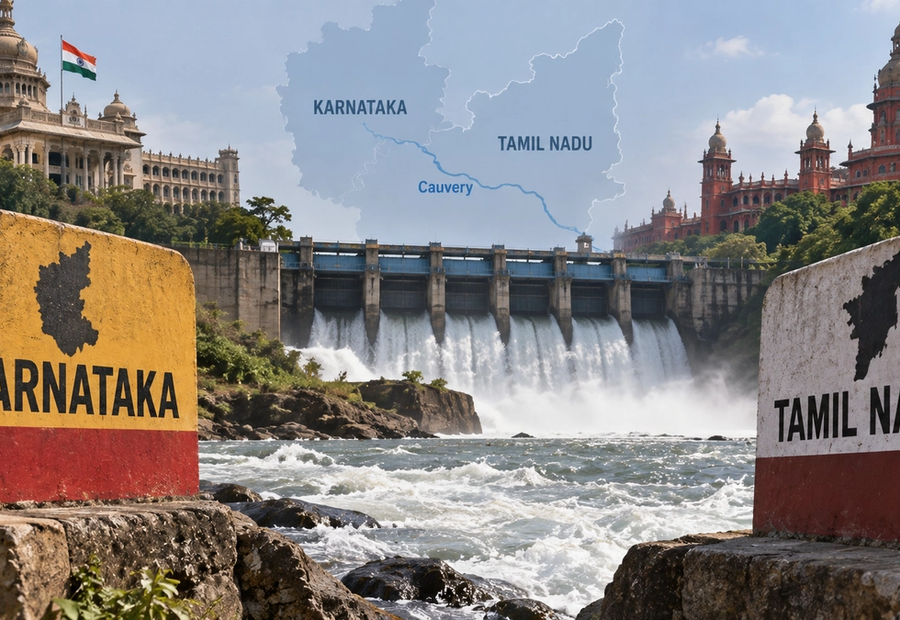 Cauvery water dispute between Karnataka and Tamil Nadu