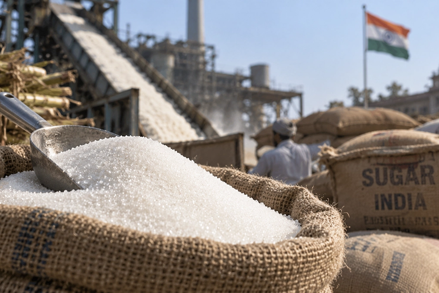 Sugar displayed for sale in India as retail prices remain elevated before the festival season
