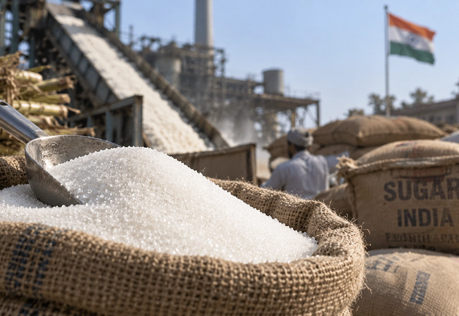 Sugar displayed for sale in India as retail prices remain elevated before the festival season