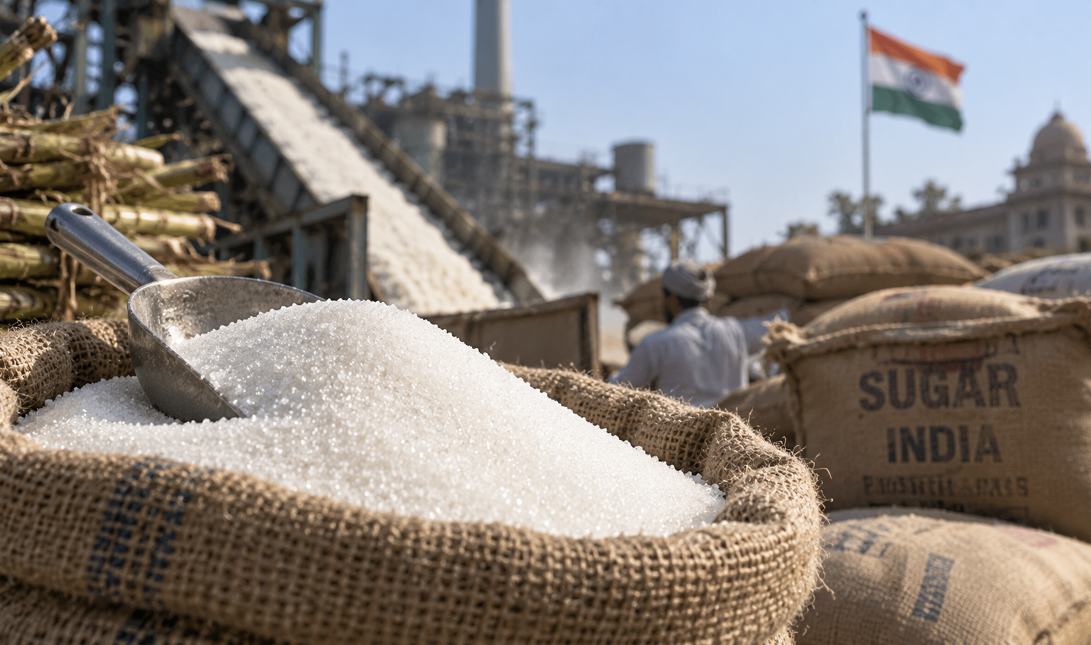 Sugar displayed for sale in India as retail prices remain elevated before the festival season