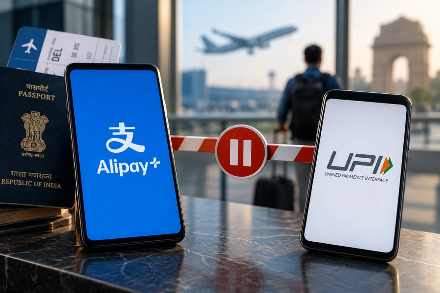 UPI and Alipay+ payment logos representing the proposed India cross-border payments link