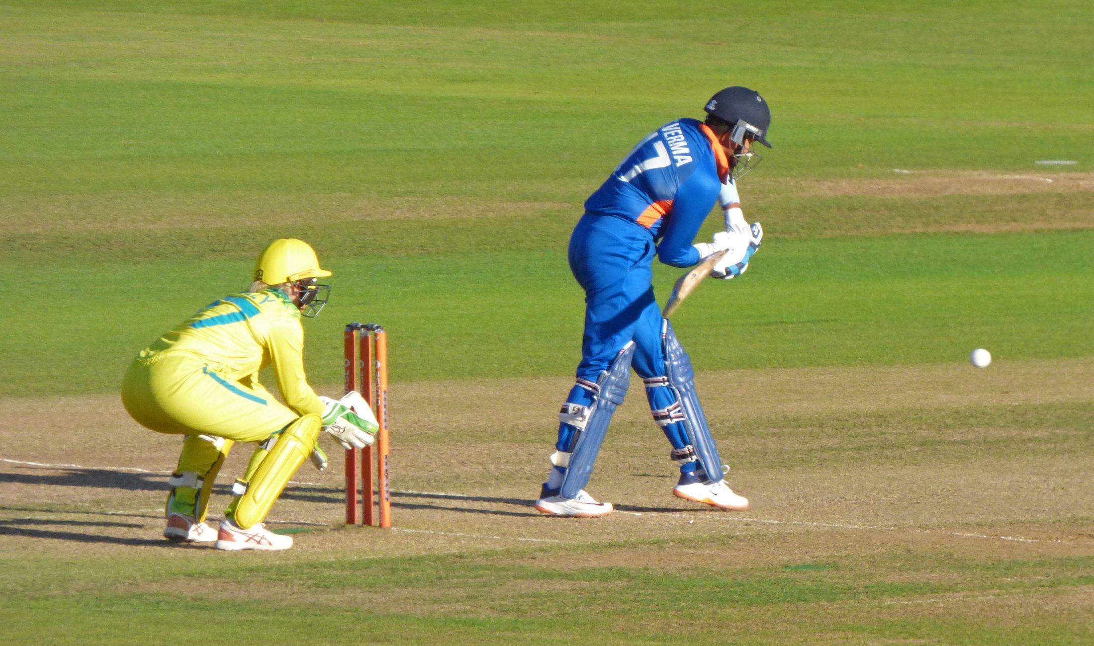 Shafali Verma in action during a cricket match for India