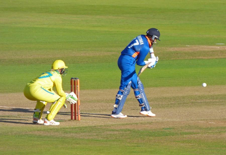 Shafali Verma in action during a cricket match for India