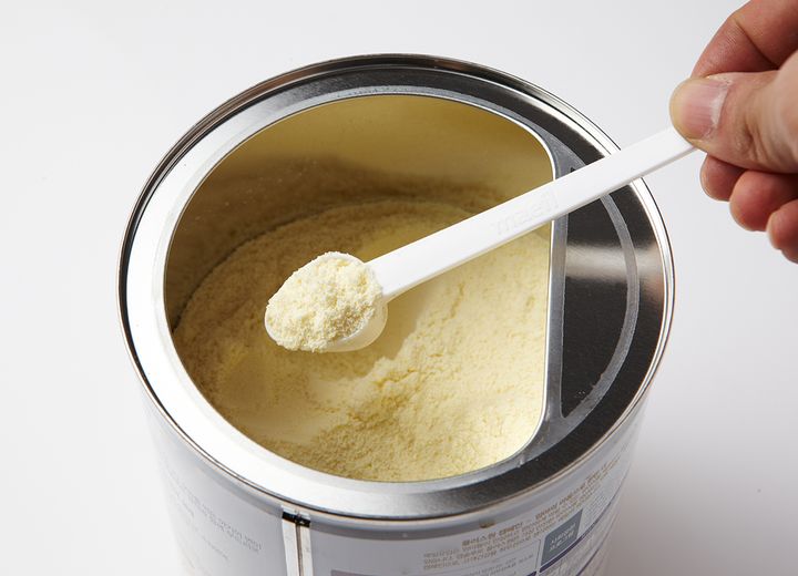 Infant baby formula milk powder and feeding bottle
