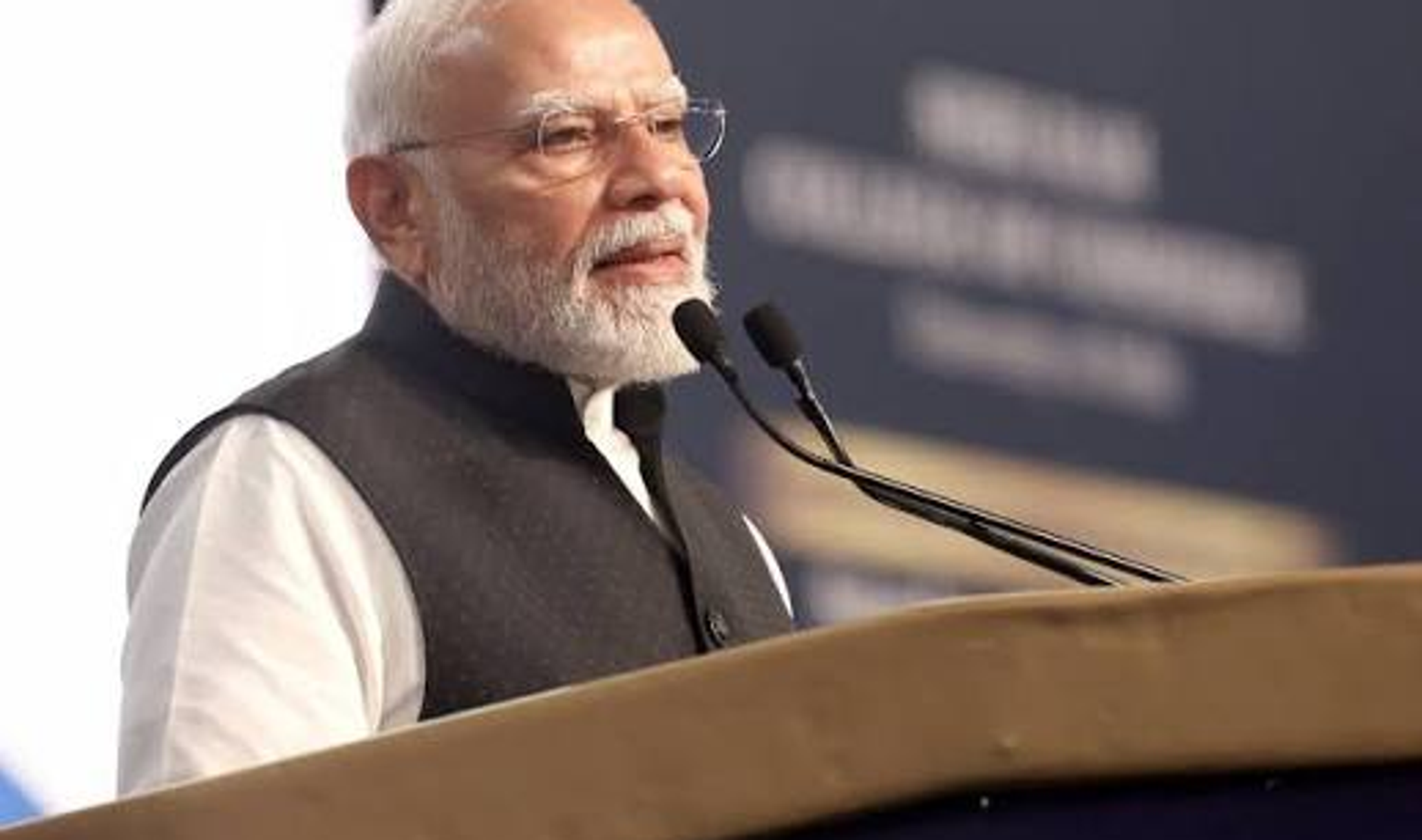 Prime Minister Narendra Modi during a Gujarat development programme