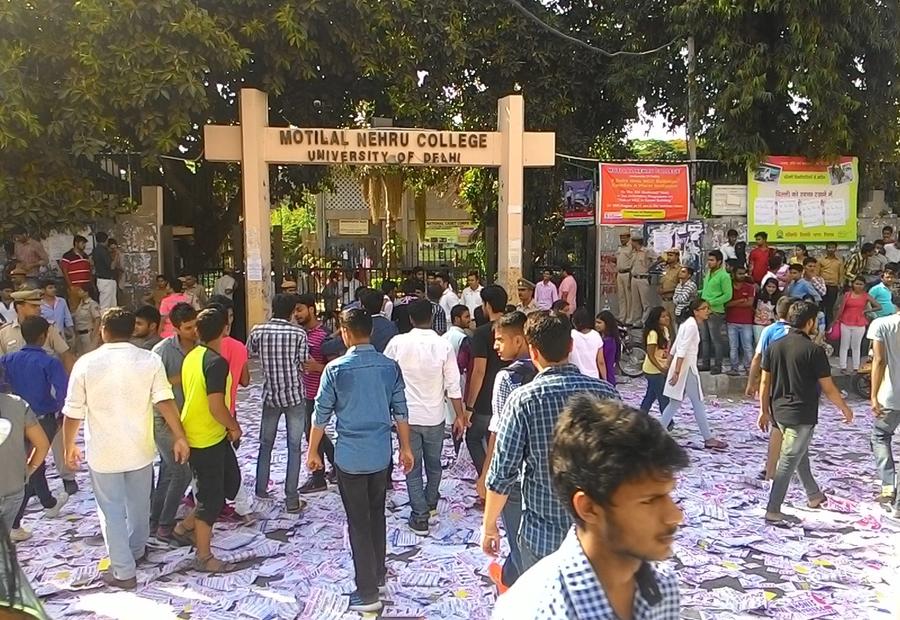 Student election campaigning during DUSU elections at Delhi University