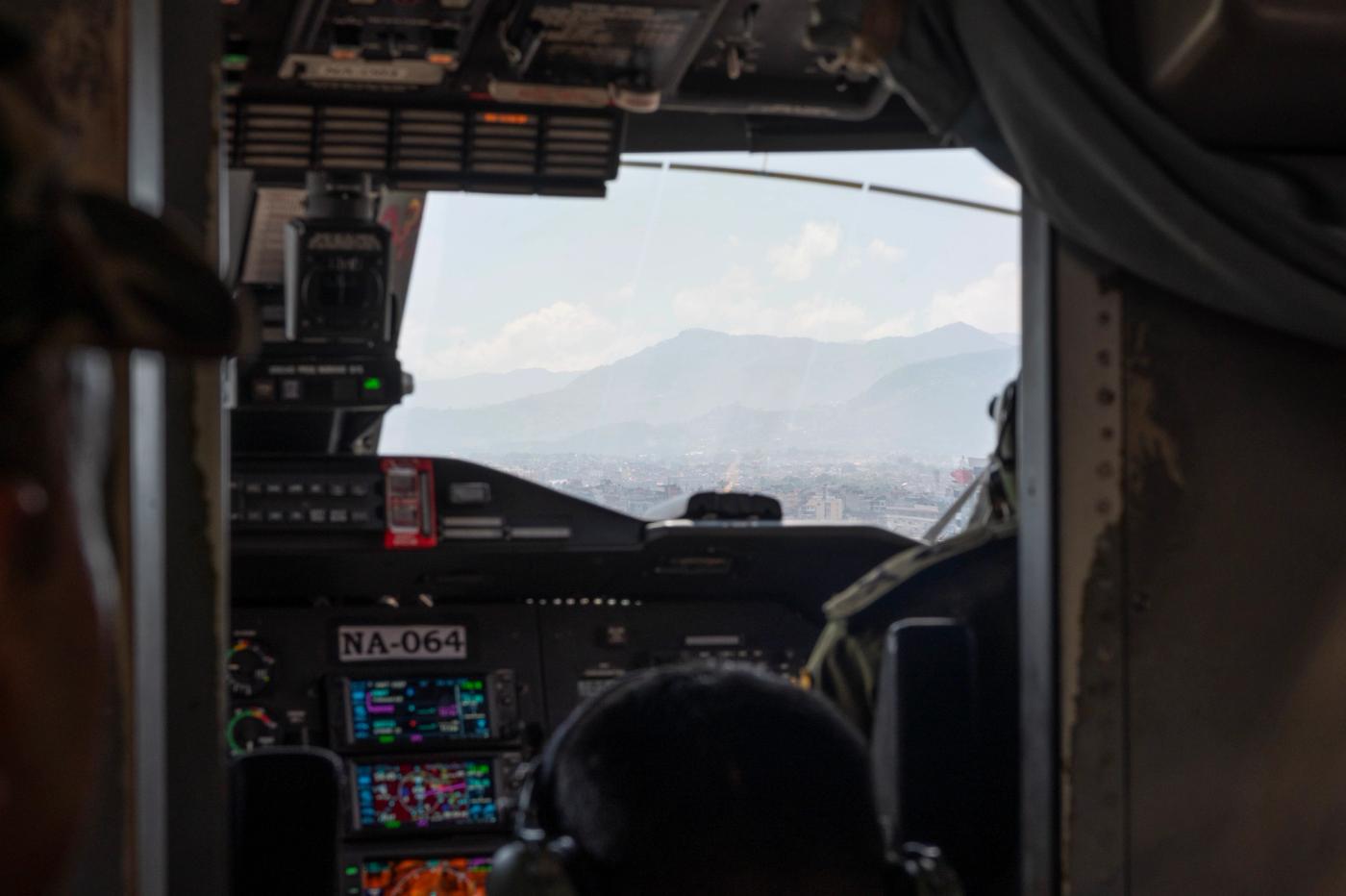 An M-28 skytruck transports a patient with a simulated injury during Pacific Angel 24-2 over Kathmandu, Nepal, Sept. 18, 2024. PA 24-2 is a humanitarian response exercise focused on building and stren