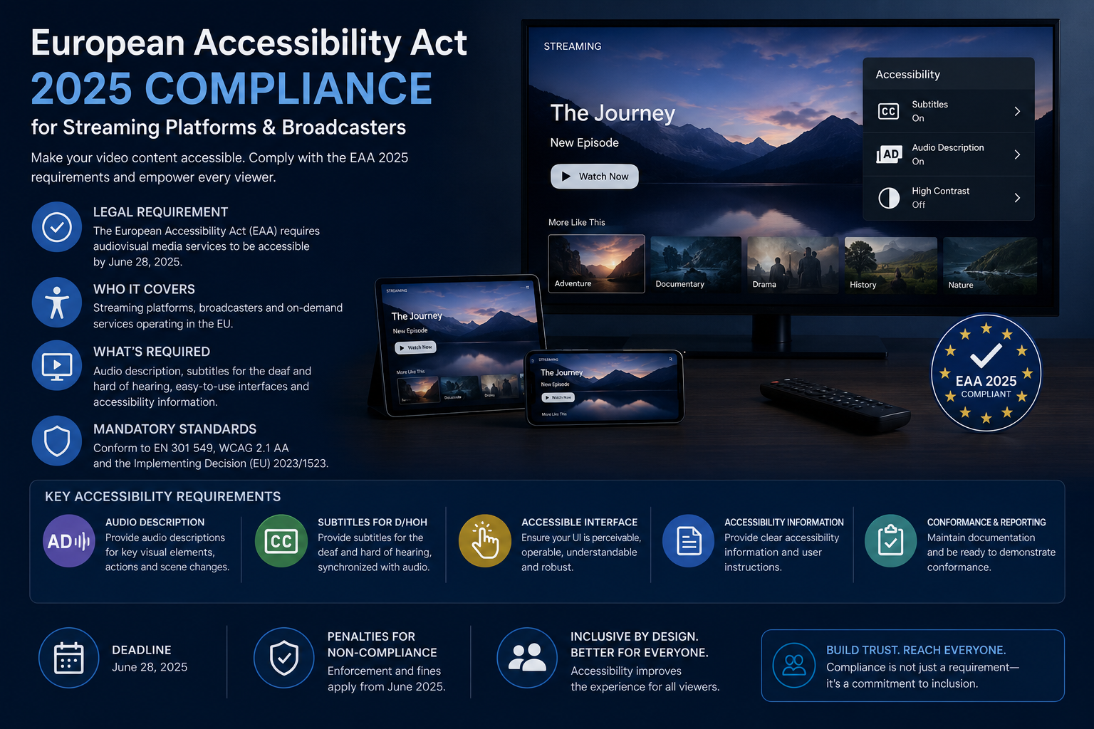European Accessibility Act 2025 compliance concept for streaming platforms and broadcasters