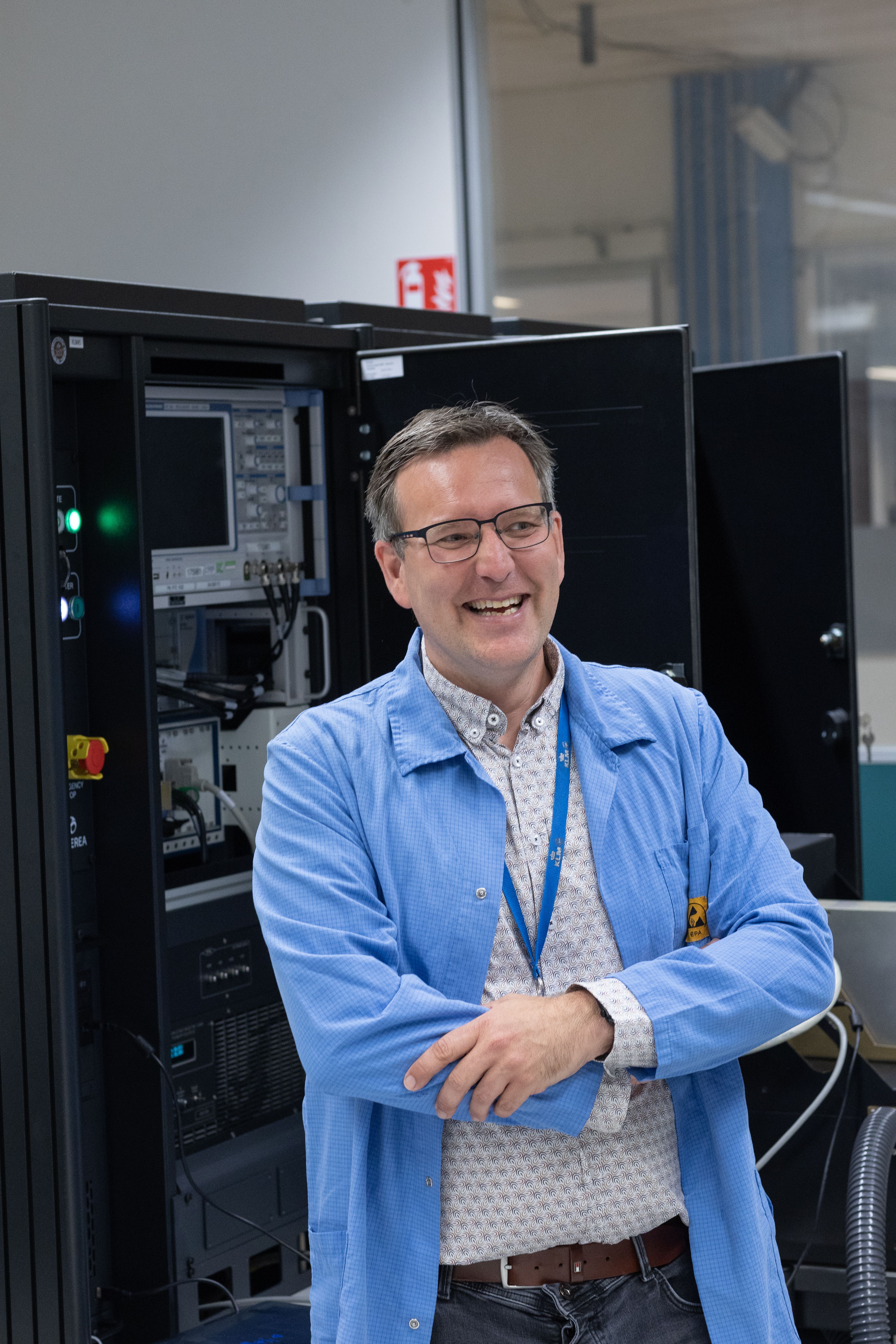 Man in avionics shop