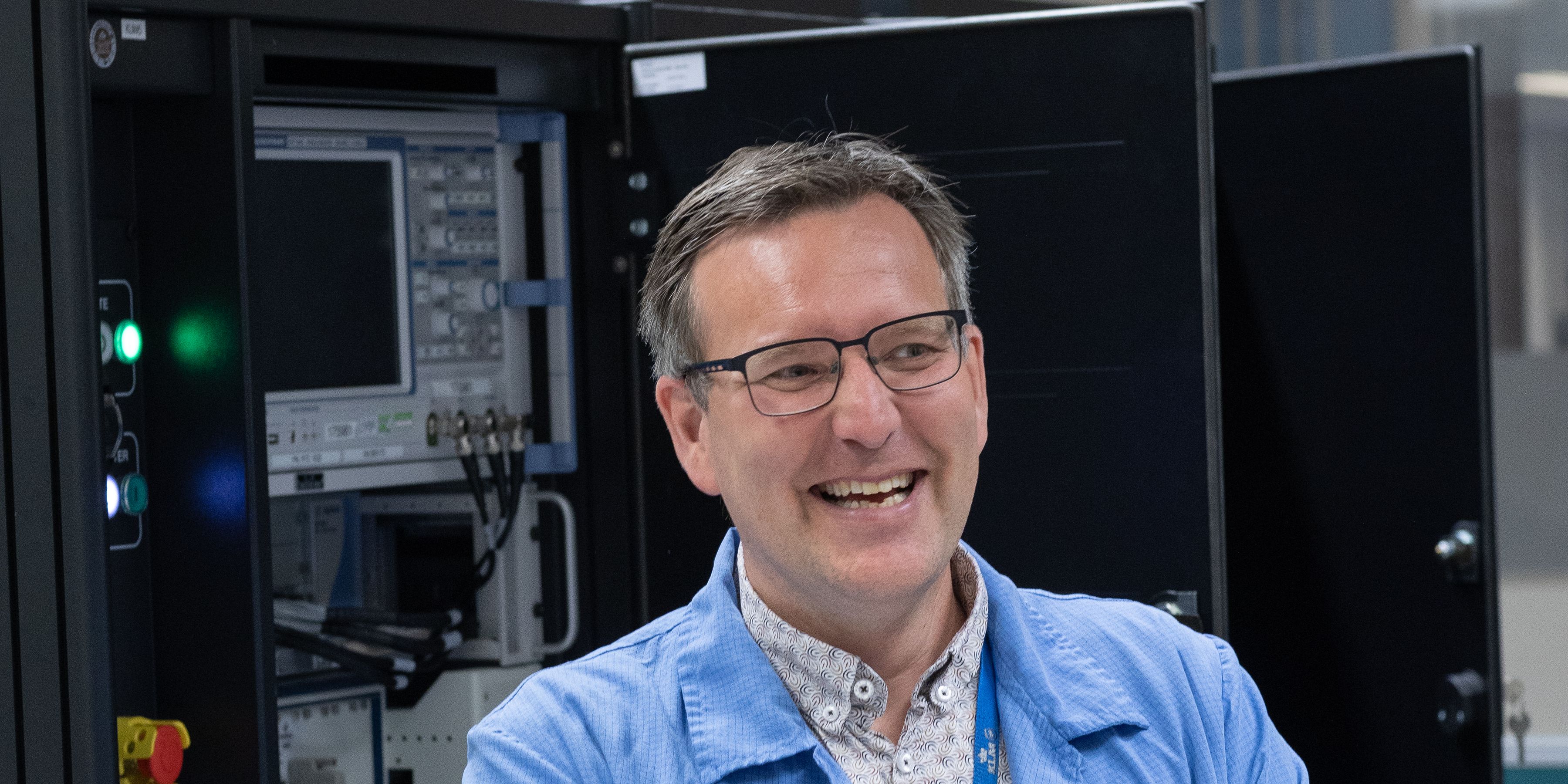 Man in avionics shop