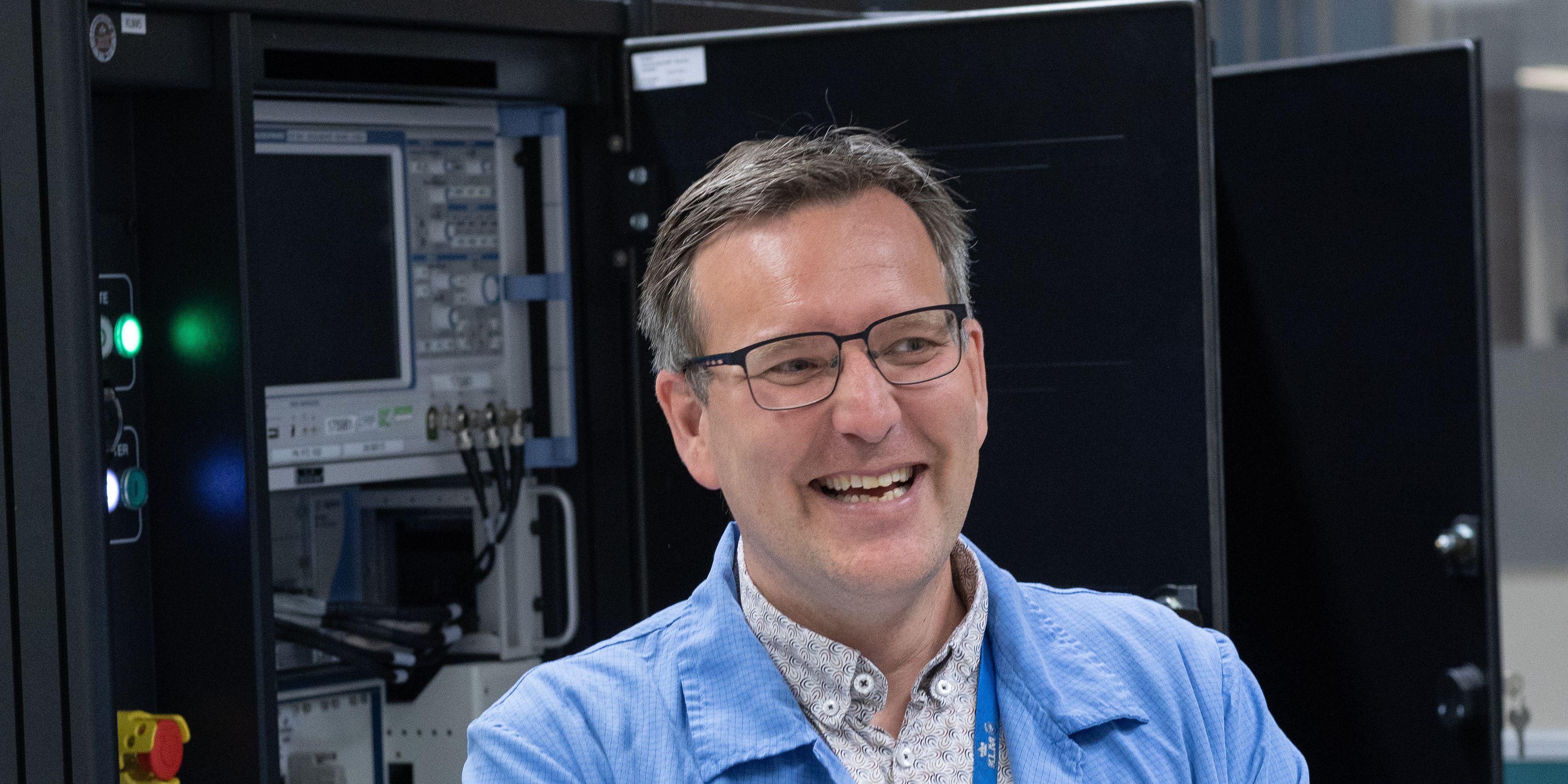Man in avionics shop