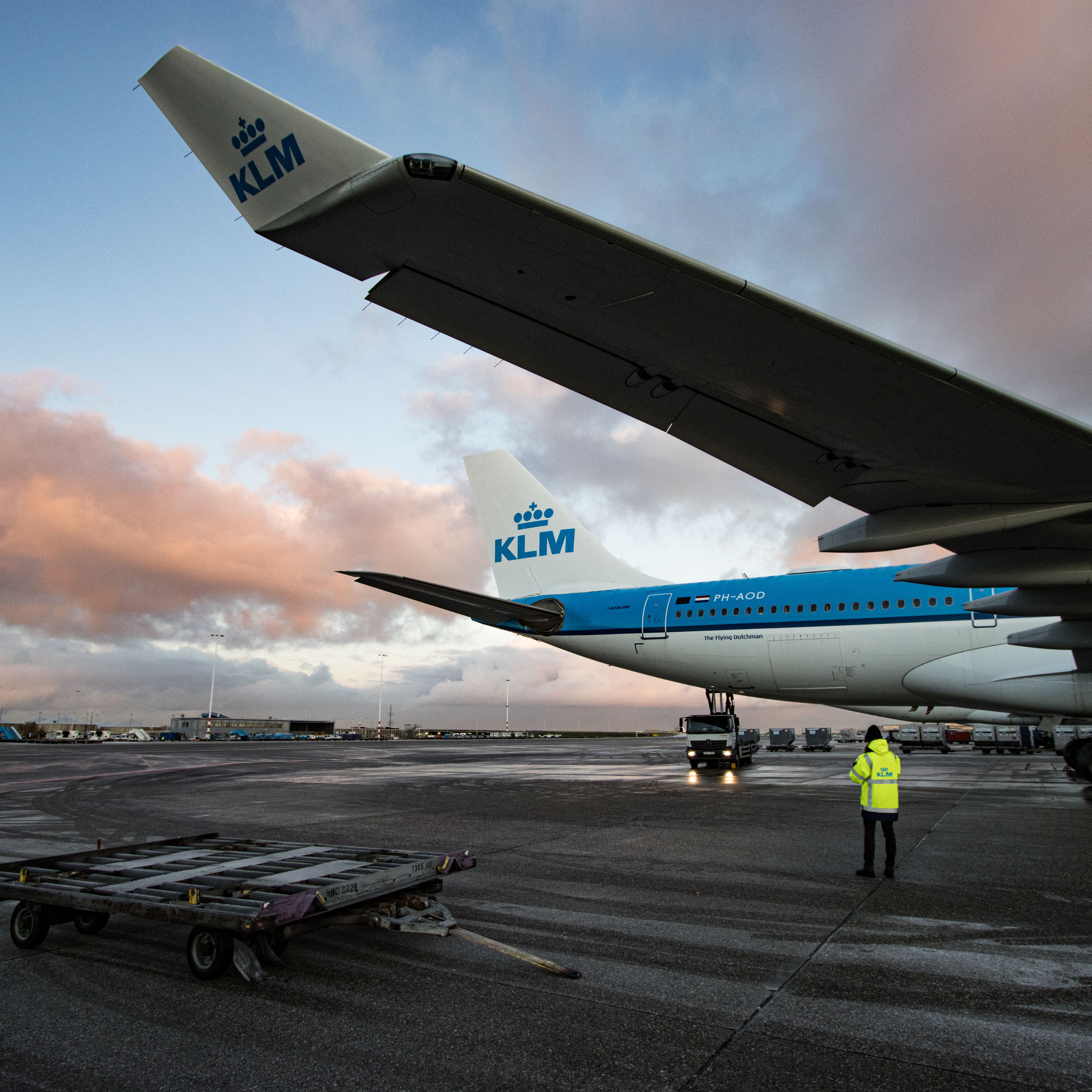 KLM Airbus at sunrise