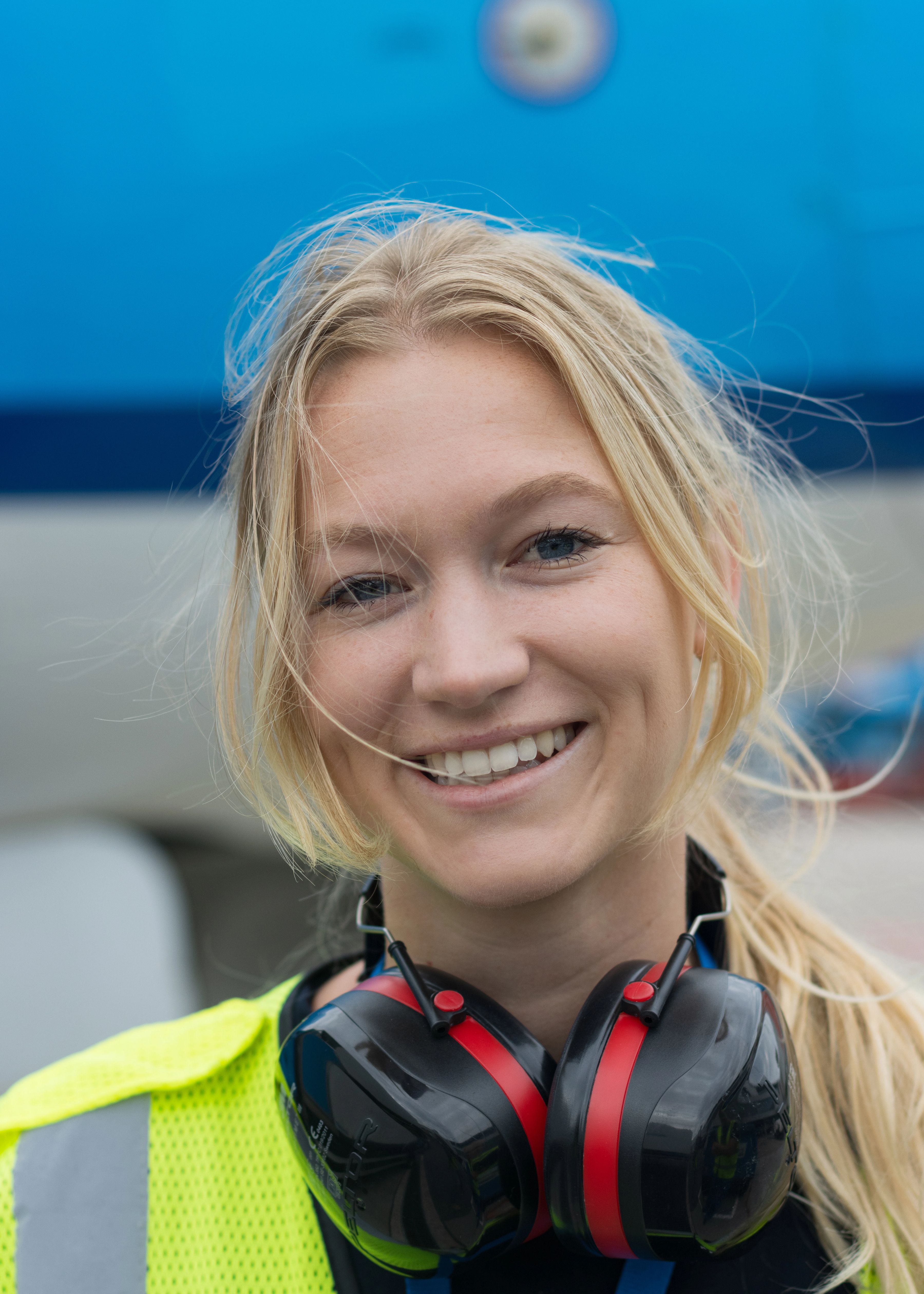 Woman in airport operation