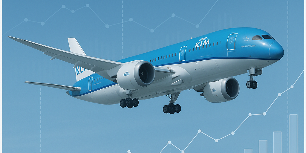 een vliegtuig vliegt door data heen