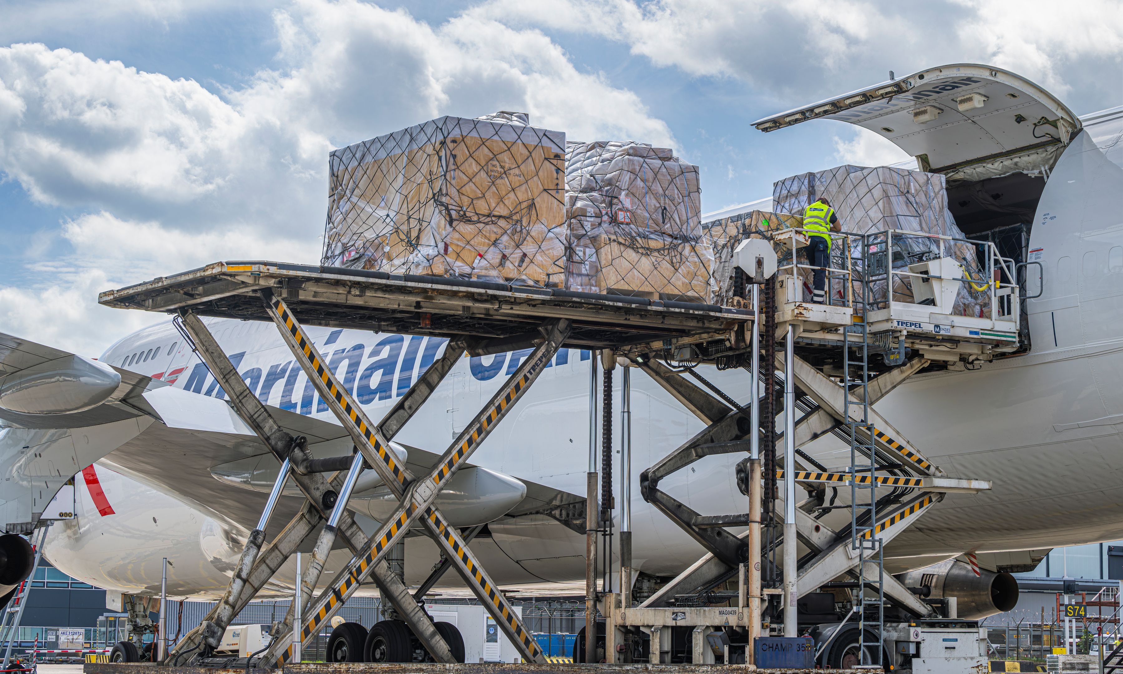 Loading cargo on a Martinair aircraft
