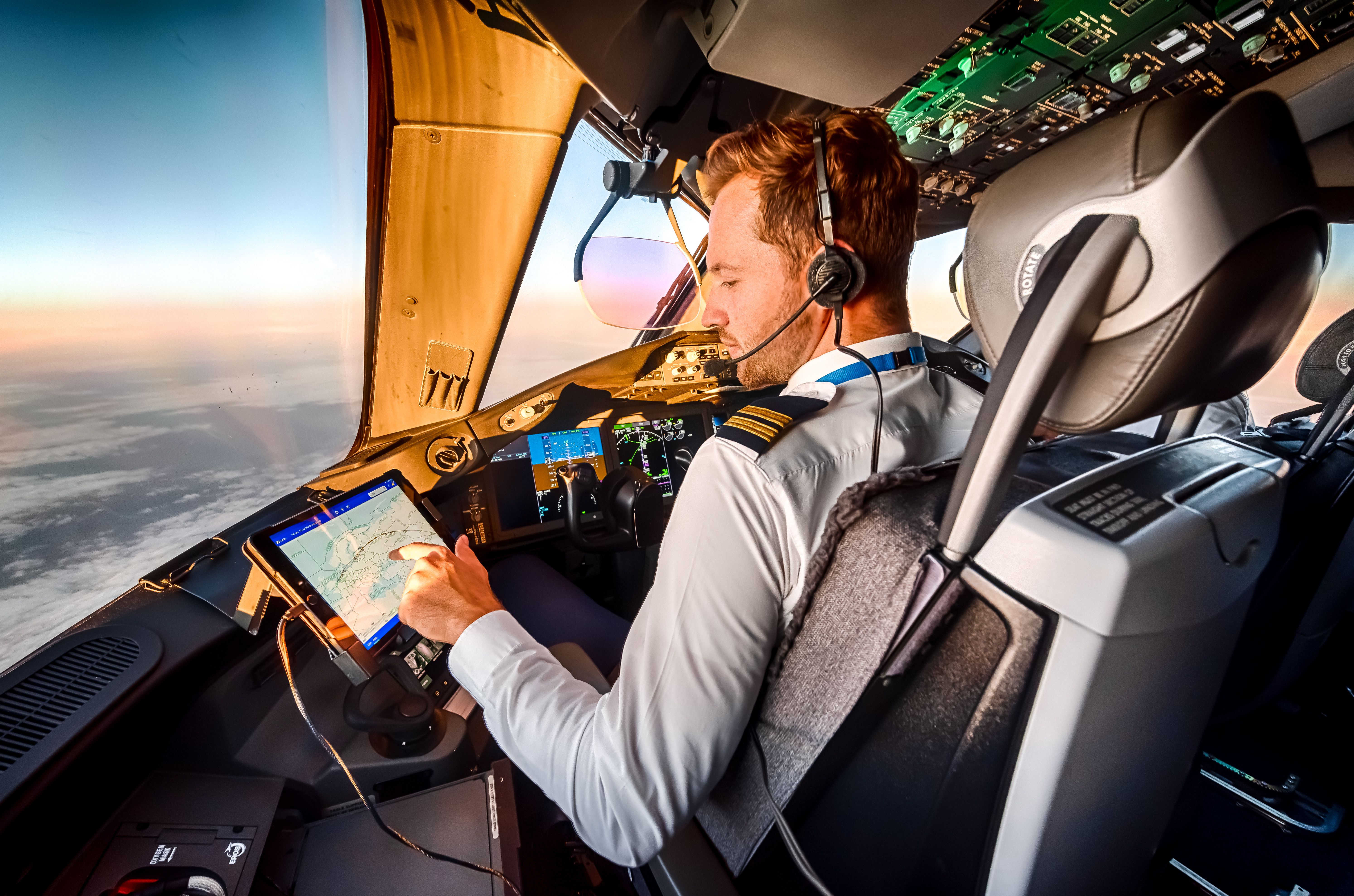 Pilot in cockpit